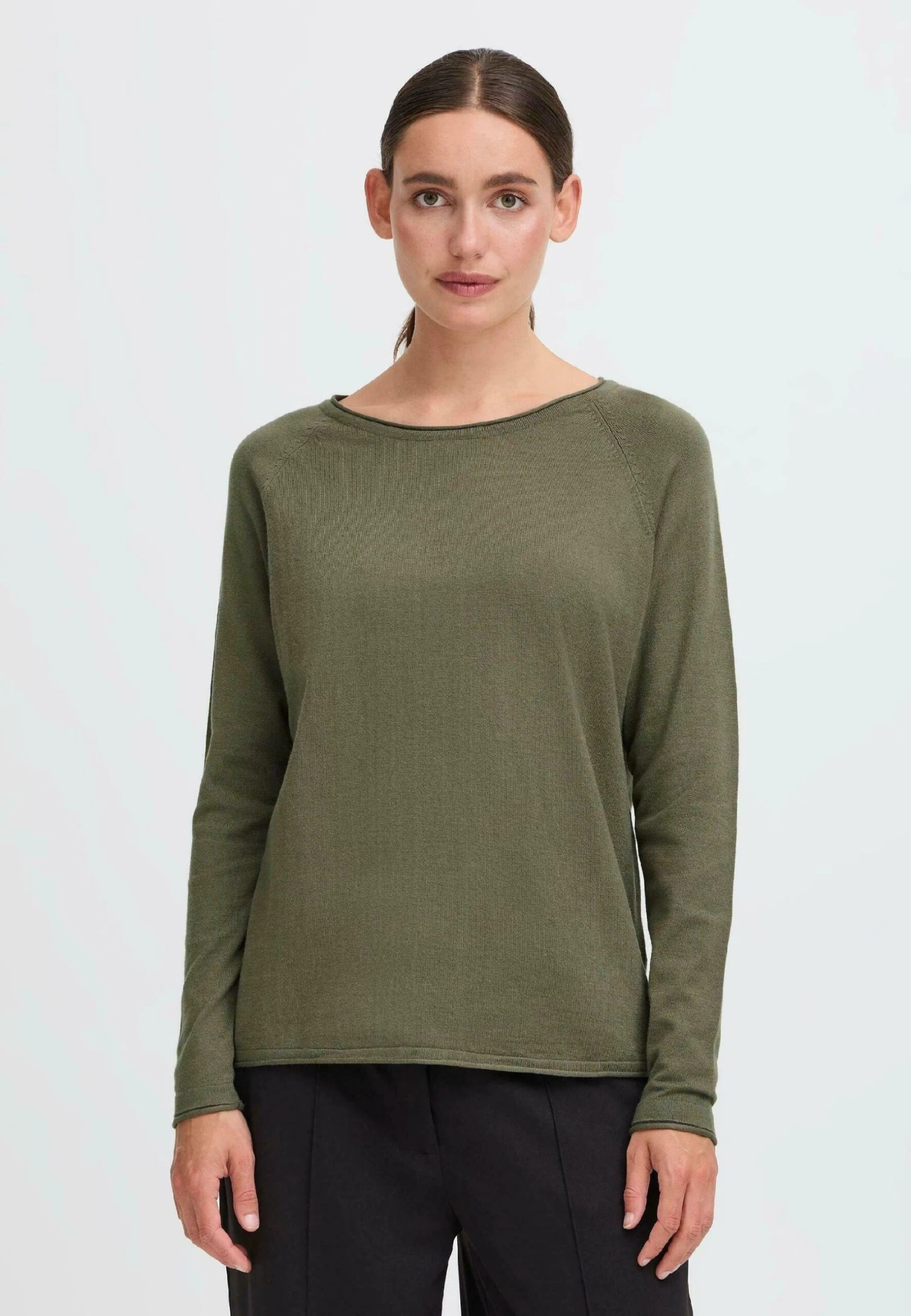 OXMO FRKEANA - Jumper - Dusty Olive 1 OXMO FRKEANA - Jumper - Dusty Olive