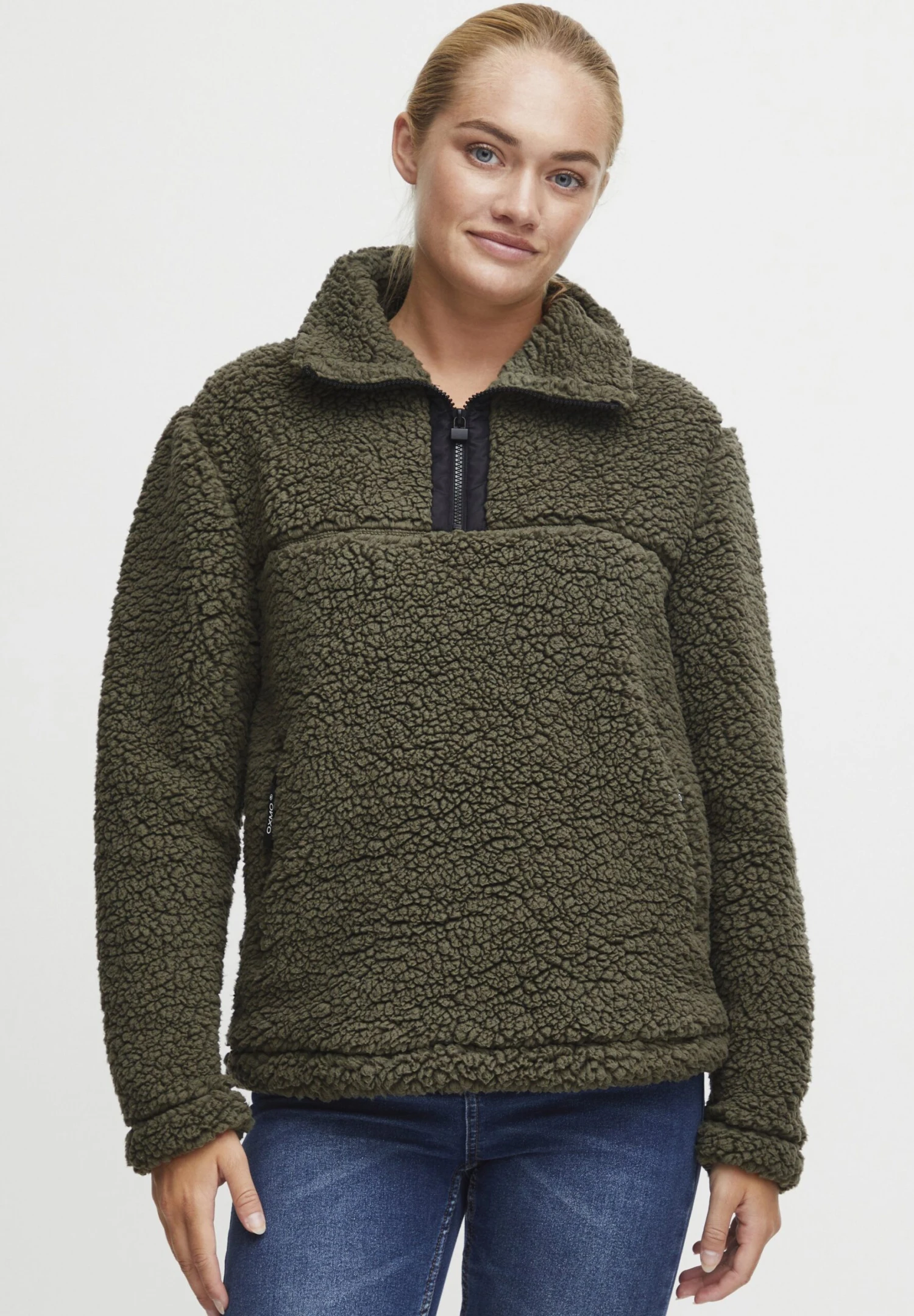 OXMO OXELINA - Fleece Jumper - Dusty Olive 1 OXMO OXELINA - Fleece Jumper - Dusty Olive