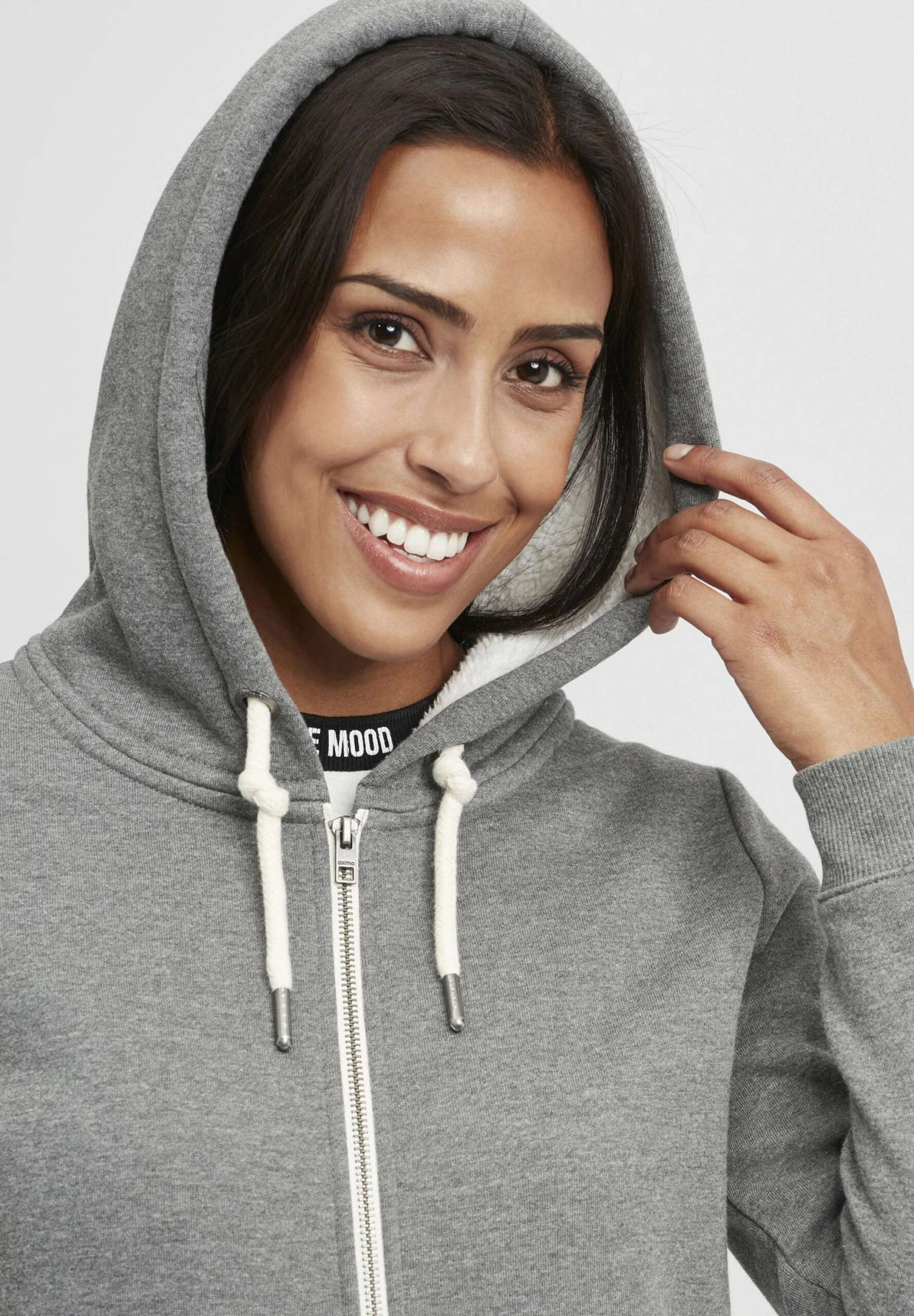 OXMO OXBINJI - Zip-up Sweatshirt - Grey Melange 4 OXMO OXBINJI - Zip-up Sweatshirt - Grey Melange - Image 4