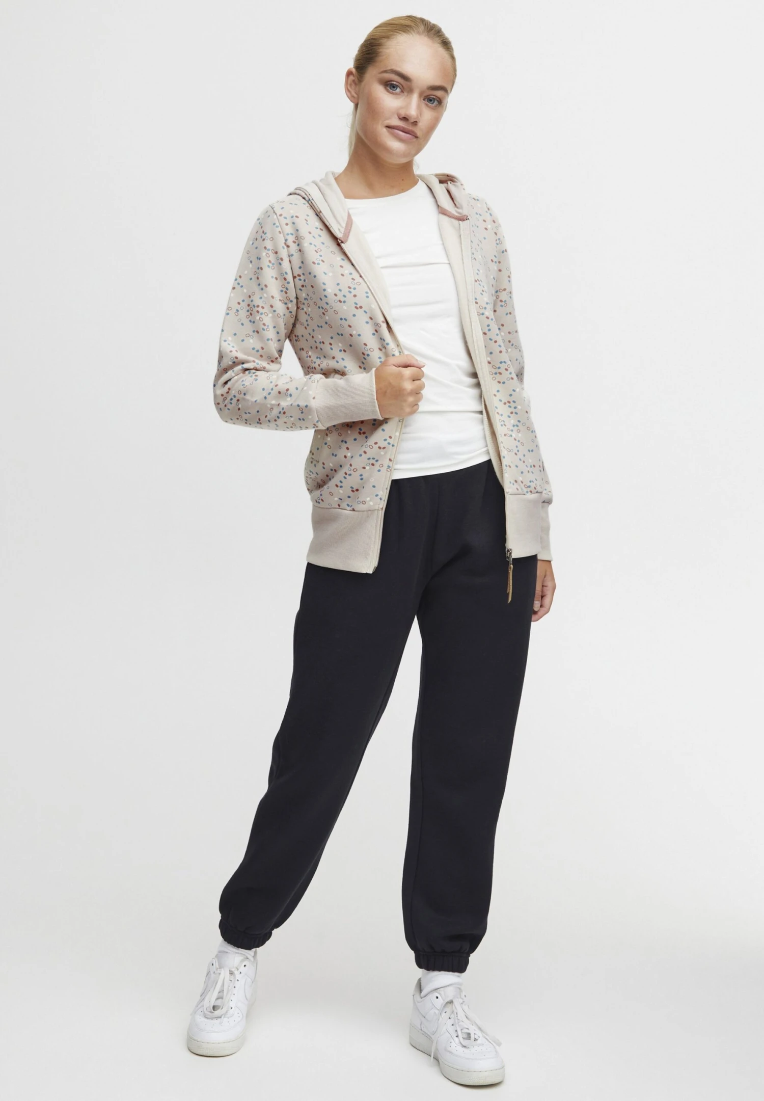 OXMO OXBeatrice - Zip-up Sweatshirt - Oyster 2 OXMO OXBeatrice - Zip-up Sweatshirt - Oyster - Image 2