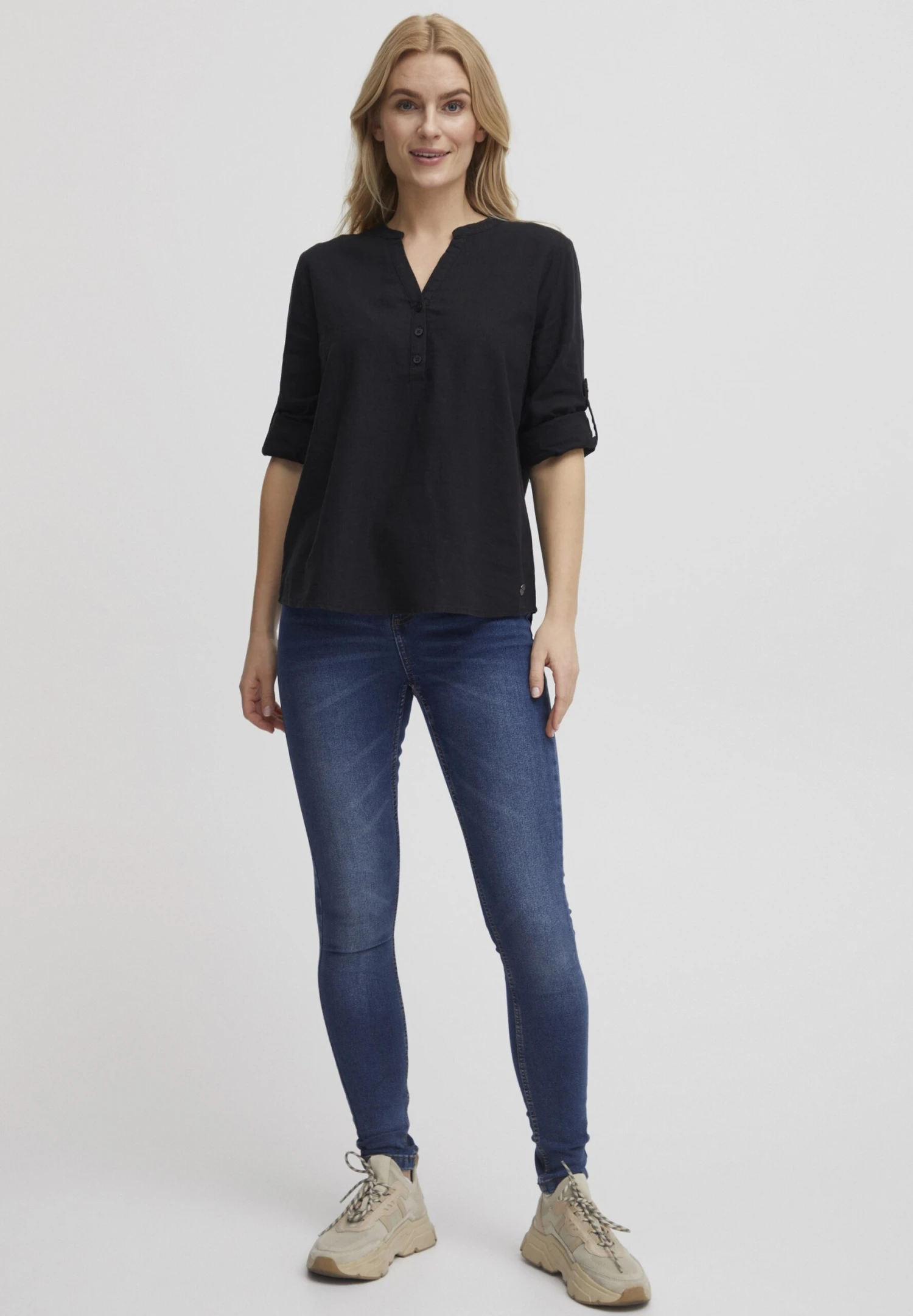 OXMO OXANJA LINEN MIX - Blouse - Black 2 OXMO OXANJA LINEN MIX - Blouse - Black - Image 2
