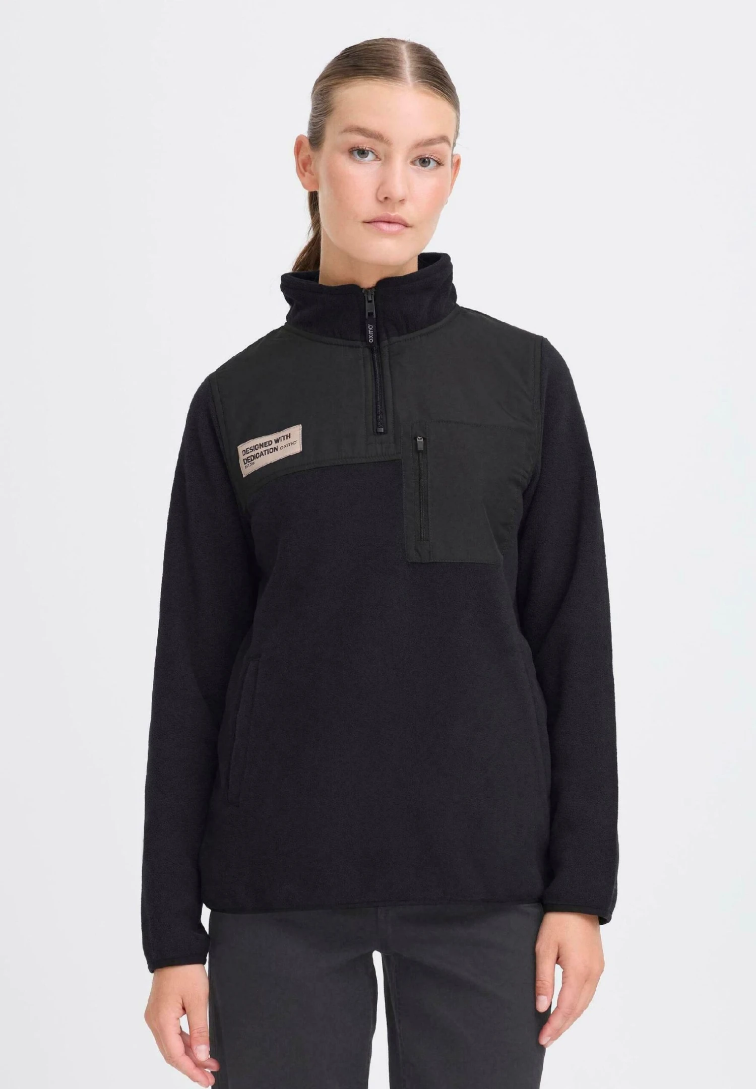 OXMO OXNETE HALFZIP - Fleece Jumper - Black 1 OXMO OXNETE HALFZIP - Fleece Jumper - Black