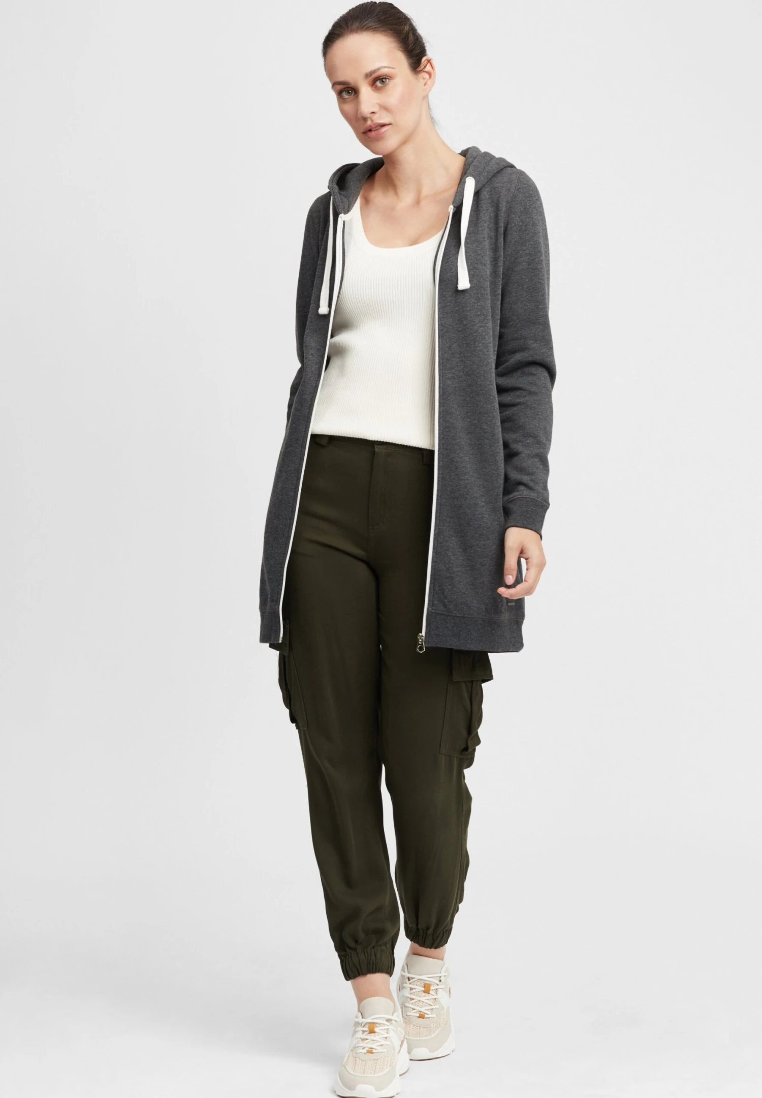 OXMO OXOlinda - Zip-up Sweatshirt - Dar Grey M 2 OXMO OXOlinda - Zip-up Sweatshirt - Dar Grey M - Image 2