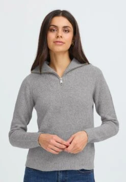 OXMO BMMOLARA HALFZIP - Jumper - Mid Grey Melange