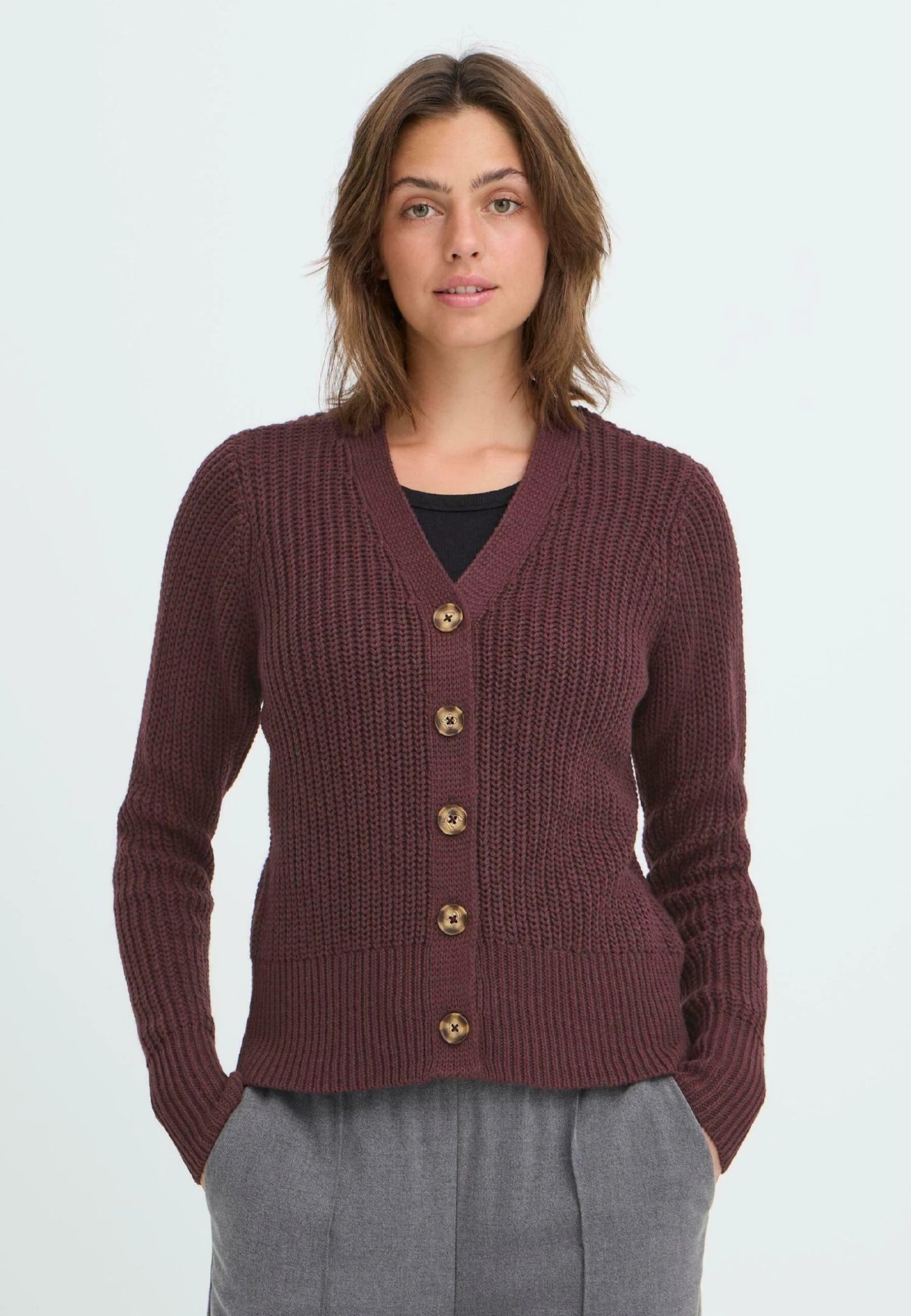OXMO FRKANNA - Cardigan - Fudge 1 OXMO FRKANNA - Cardigan - Fudge