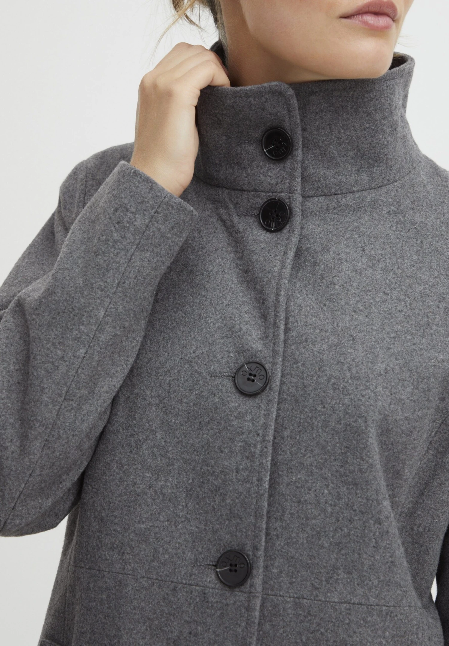 OXMO OXValerine - Classic Coat - Medium Grey Melange 4 OXMO OXValerine - Classic Coat - Medium Grey Melange - Image 4