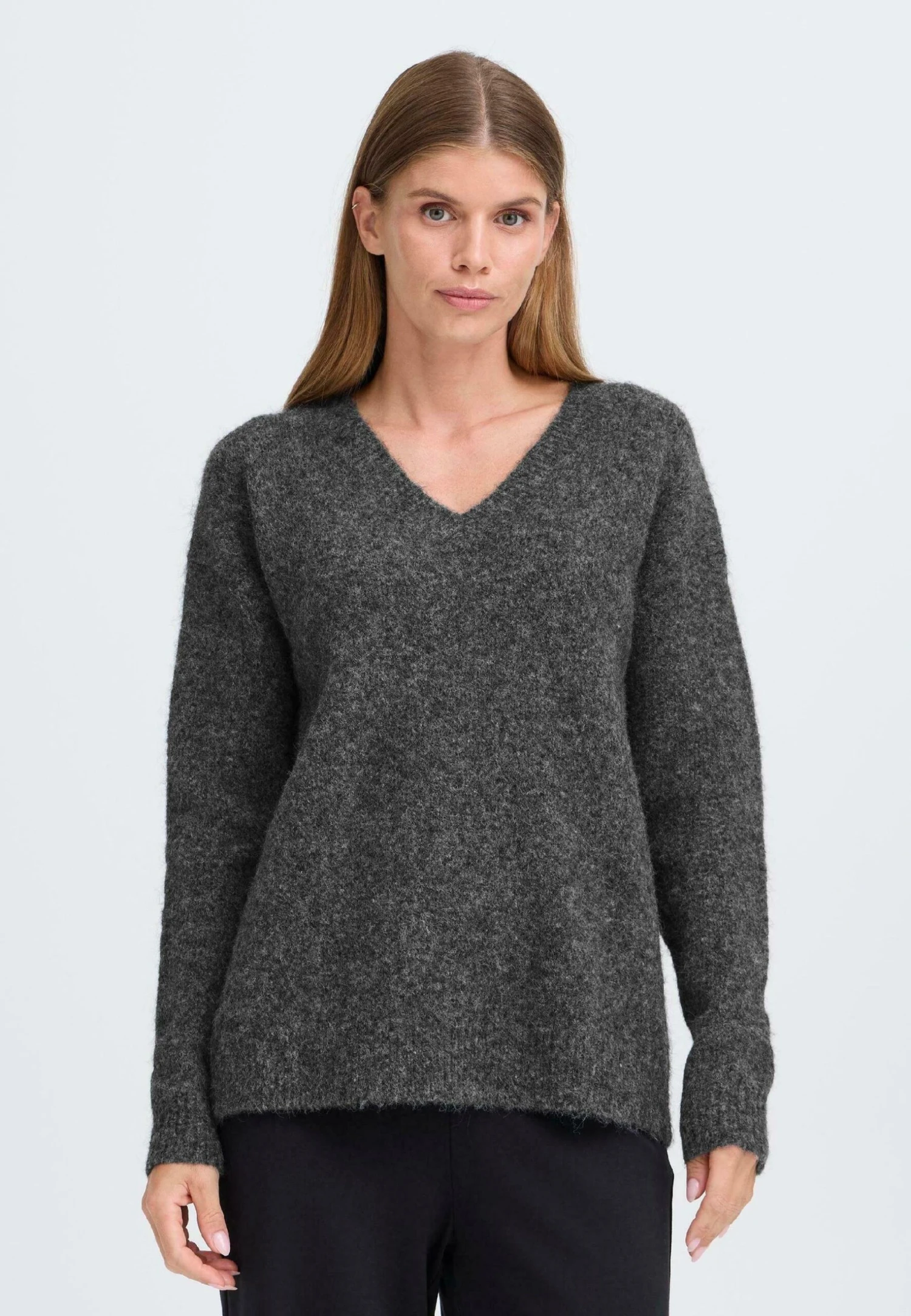 OXMO IHSELMA - Jumper - Dark Grey Melange 1 OXMO IHSELMA - Jumper - Dark Grey Melange