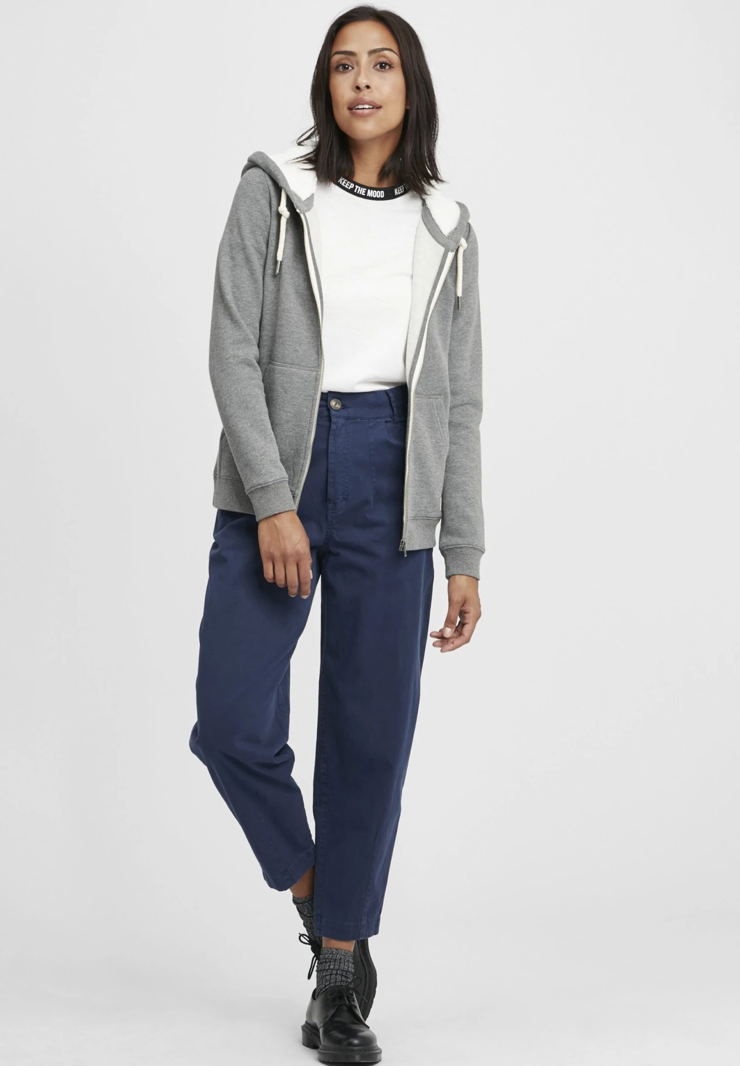 OXMO OXBINJI - Zip-up Sweatshirt - Grey Melange 2 OXMO OXBINJI - Zip-up Sweatshirt - Grey Melange - Image 2