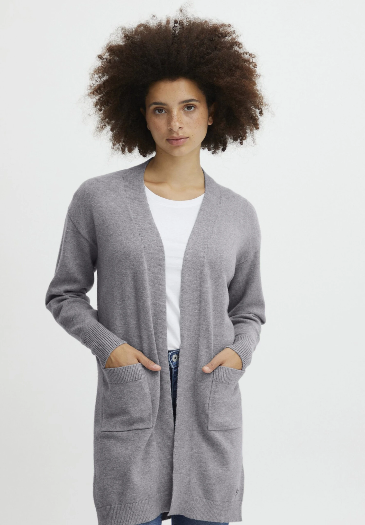 OXMO OXRitiana - Cardigan - Mid Grey Melange 1 OXMO OXRitiana - Cardigan - Mid Grey Melange