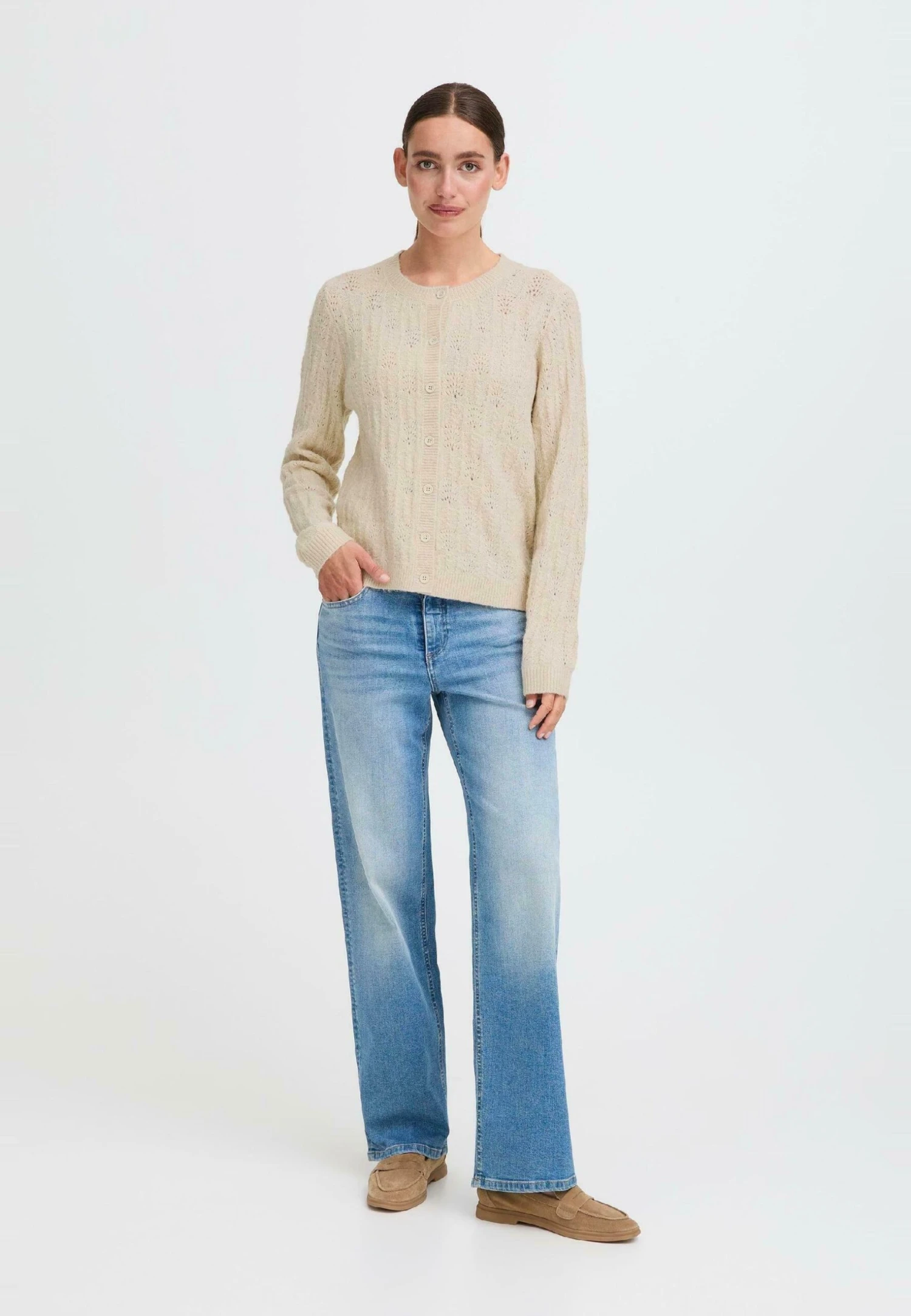 OXMO FRSINVA - Cardigan - Pumice Stone 2 OXMO FRSINVA - Cardigan - Pumice Stone - Image 2