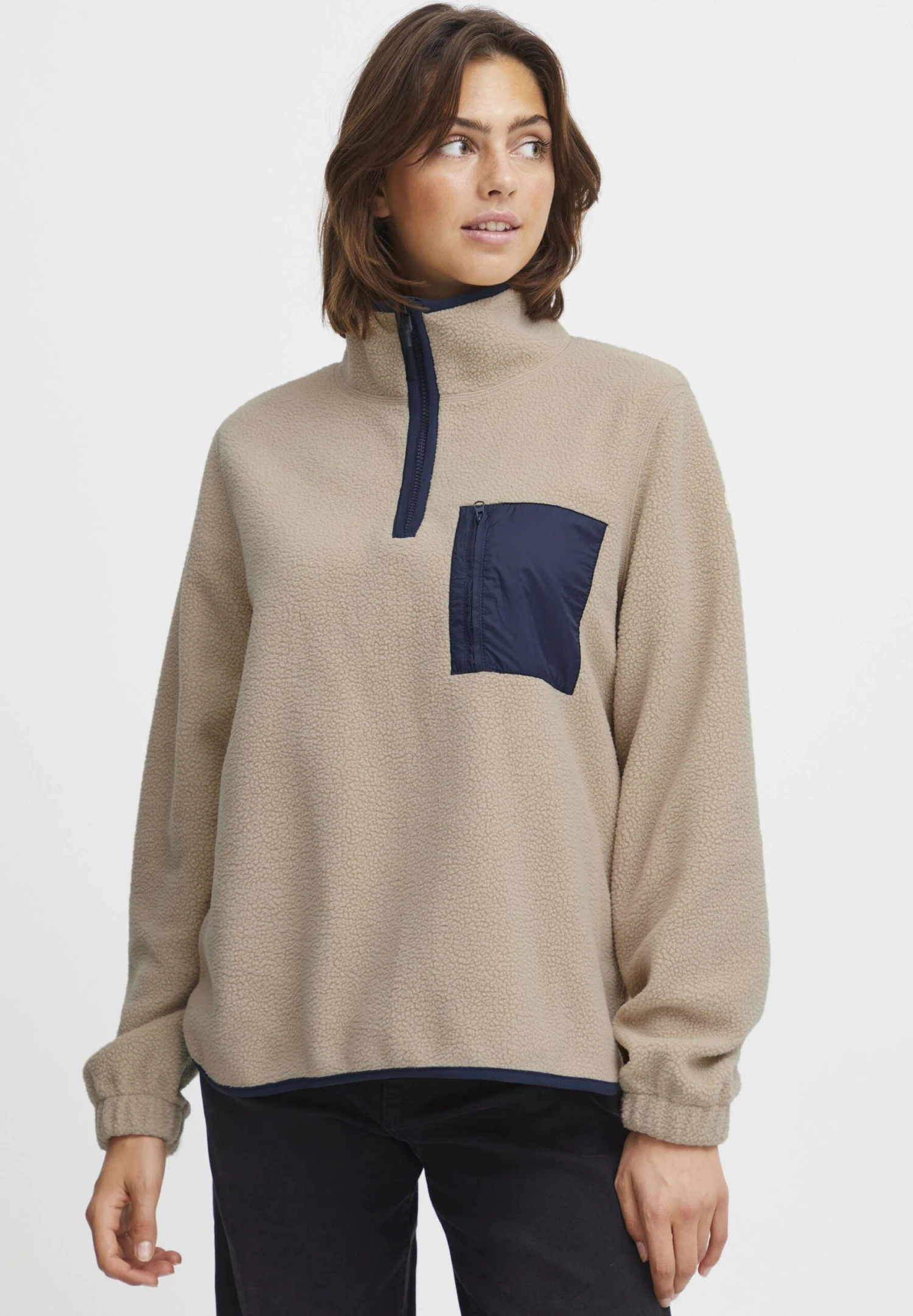 OXMO OXPIALA - Fleece Jumper - Doeskin 1 OXMO OXPIALA - Fleece Jumper - Doeskin