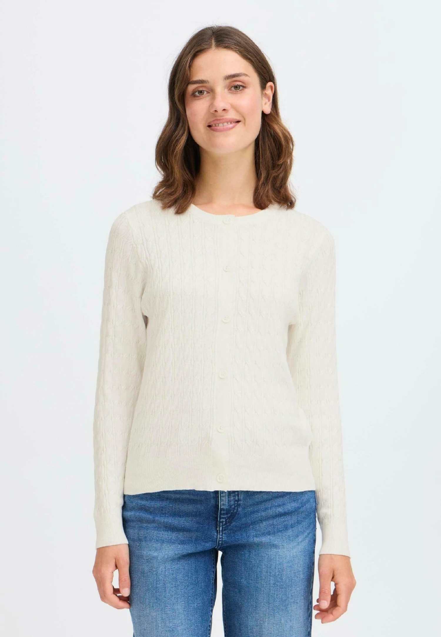 OXMO IHSASJA - Cardigan - Cloud Dancer 1 OXMO IHSASJA - Cardigan - Cloud Dancer