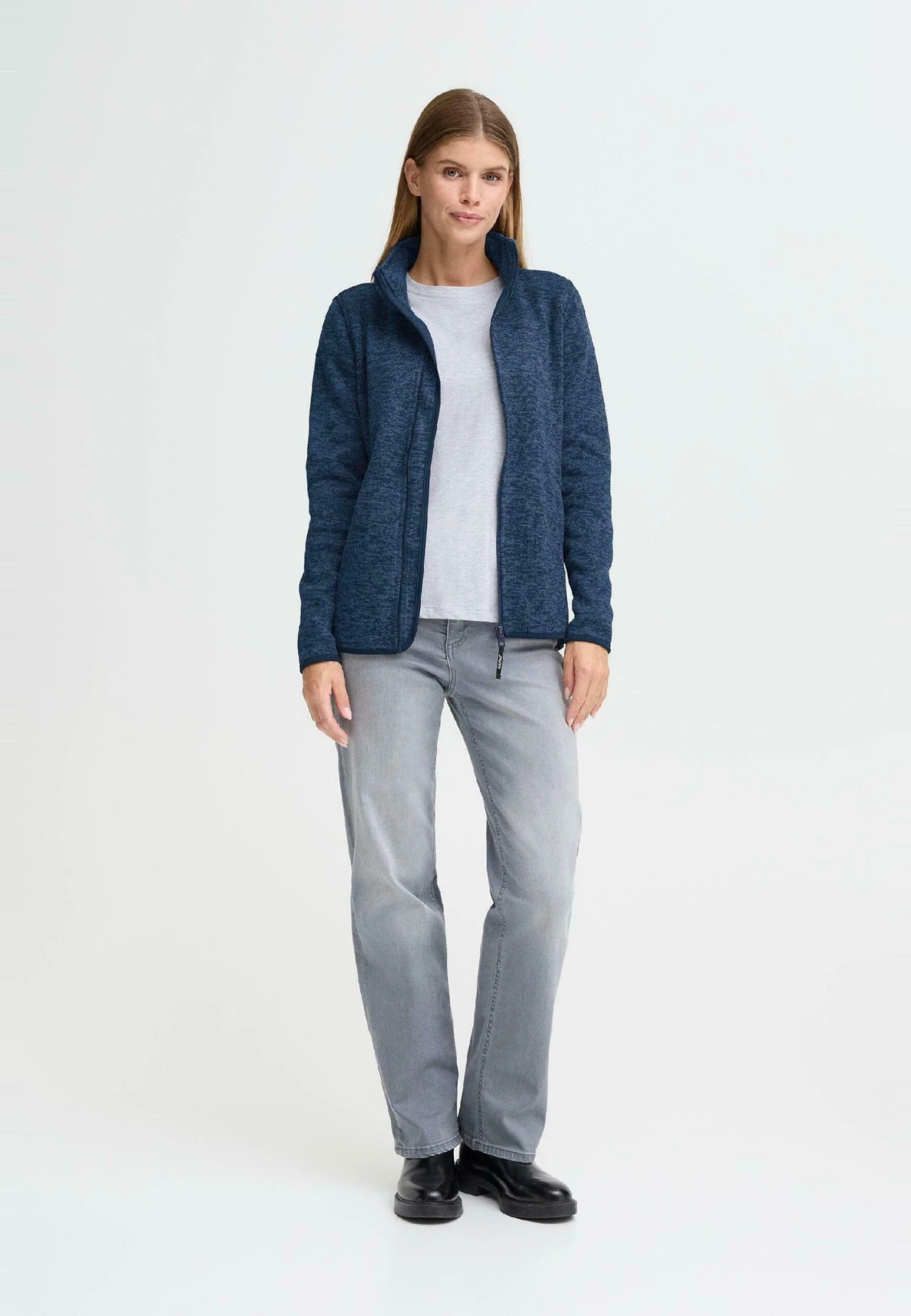 OXMO OXELFE - Fleece Jacket - Dress Blues 2 OXMO OXELFE - Fleece Jacket - Dress Blues - Image 2