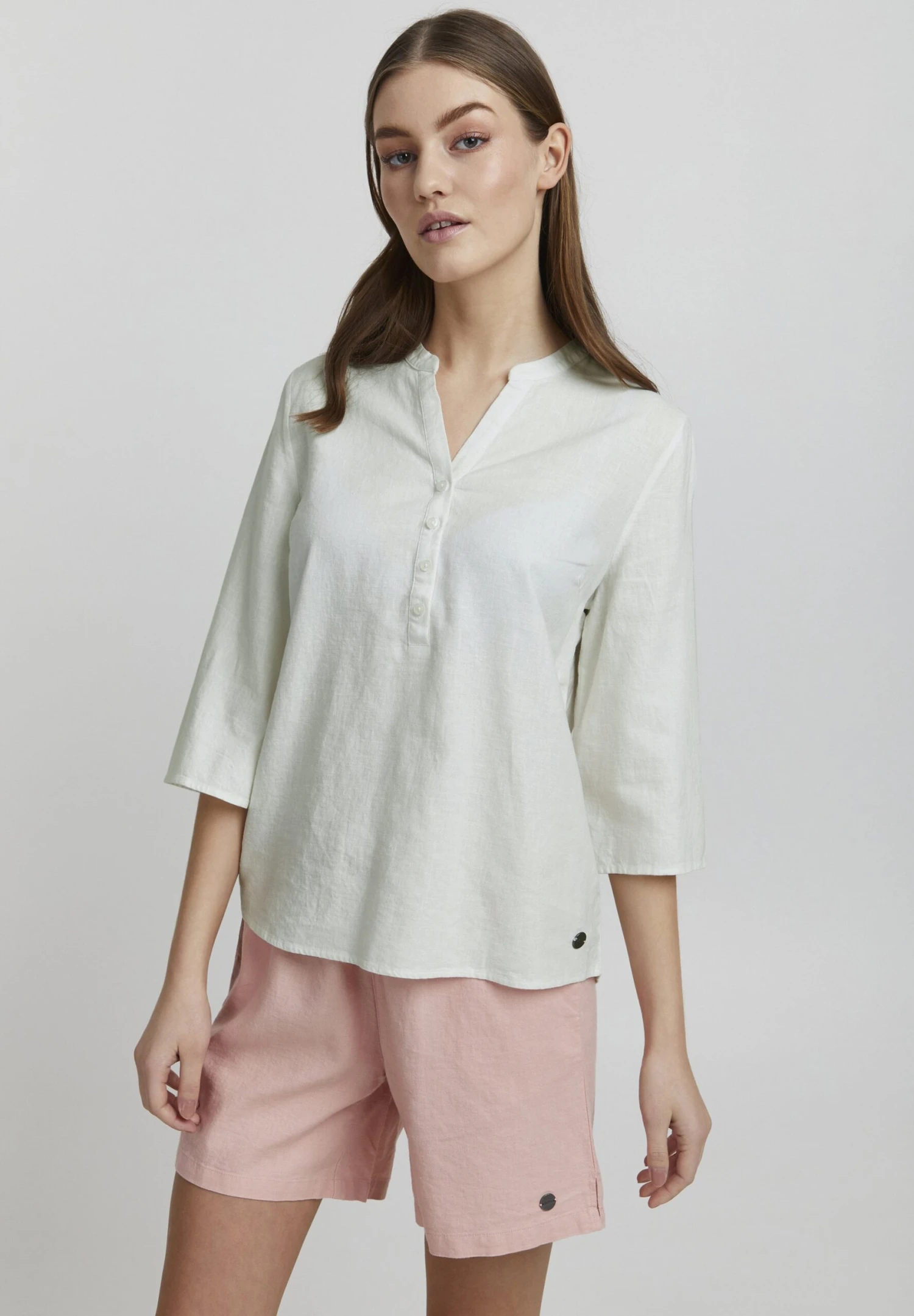 OXMO OXANEA LEINEN MIX - Blouse - Off White 1 OXMO OXANEA LEINEN MIX - Blouse - Off White