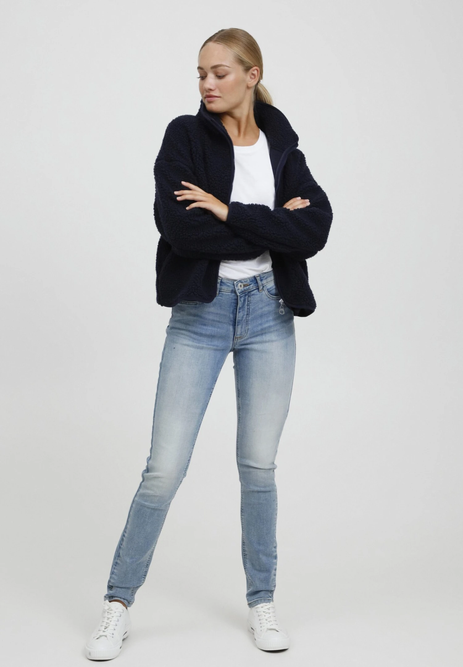 OXMO OXTonje - Fleece Jacket - Blue 2 OXMO OXTonje - Fleece Jacket - Blue - Image 2