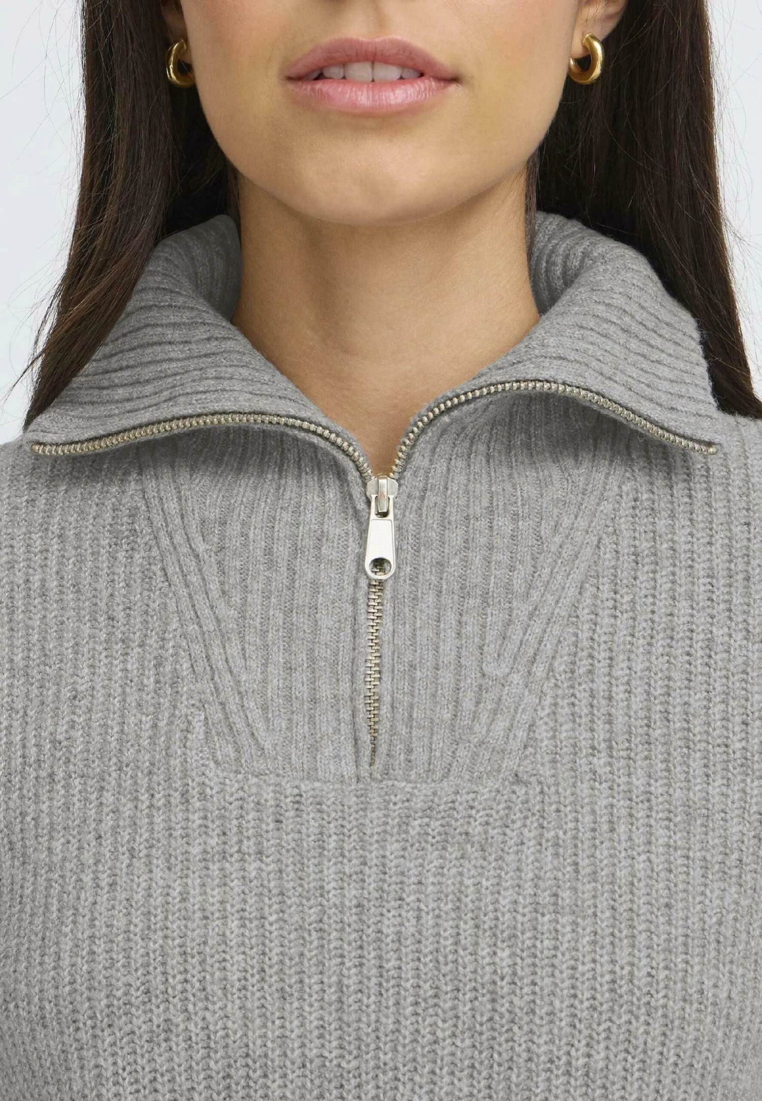 OXMO BMMOLARA HALFZIP - Jumper - Mid Grey Melange 4 OXMO BMMOLARA HALFZIP - Jumper - Mid Grey Melange - Image 4