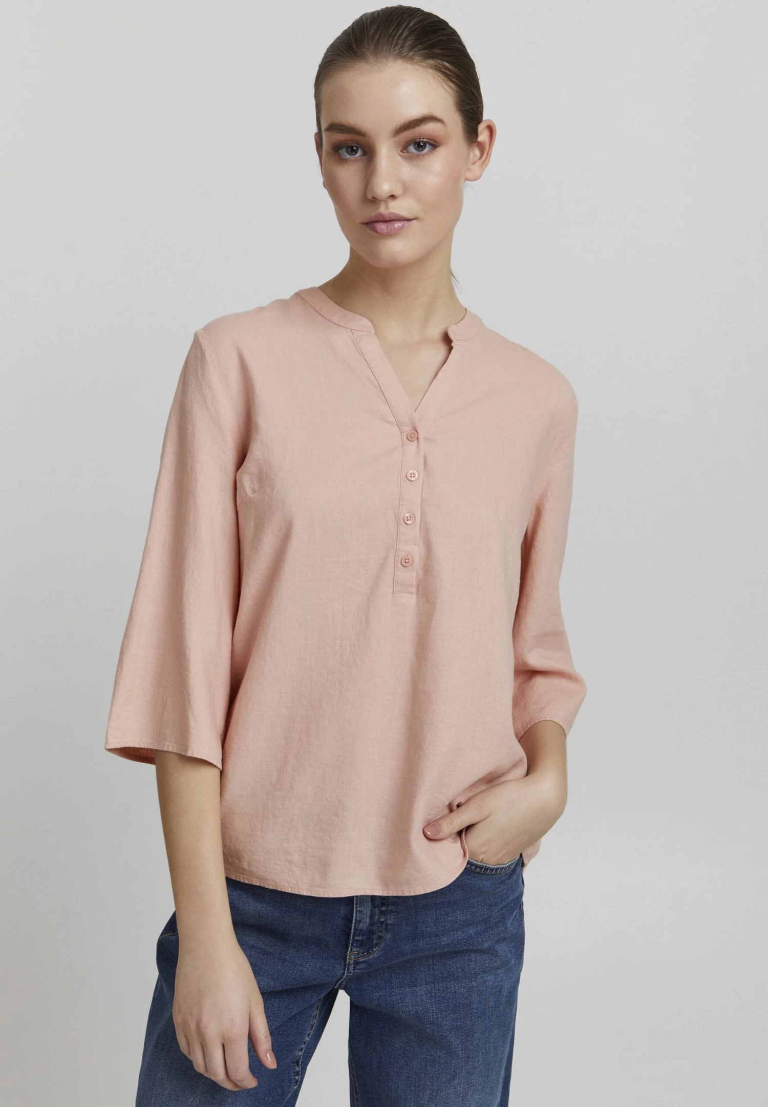 OXMO OXANEA LEINEN MIX - Blouse - Coral Cloud 1 OXMO OXANEA LEINEN MIX - Blouse - Coral Cloud