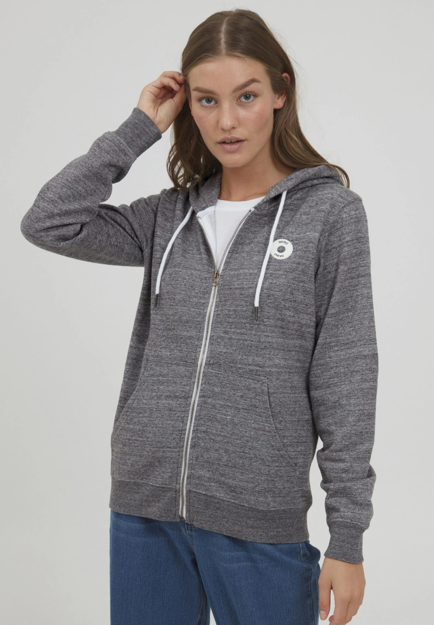 OXMO OXHELNA - Zip-up Sweatshirt - Pewter Melange 1 OXMO OXHELNA - Zip-up Sweatshirt - Pewter Melange