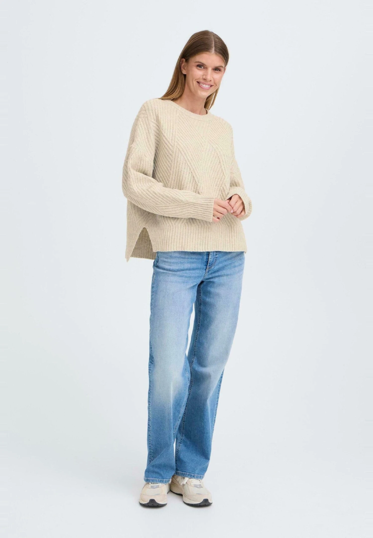 OXMO IHBOMMA - Jumper - Oatmeal Melange 2 OXMO IHBOMMA - Jumper - Oatmeal Melange - Image 2