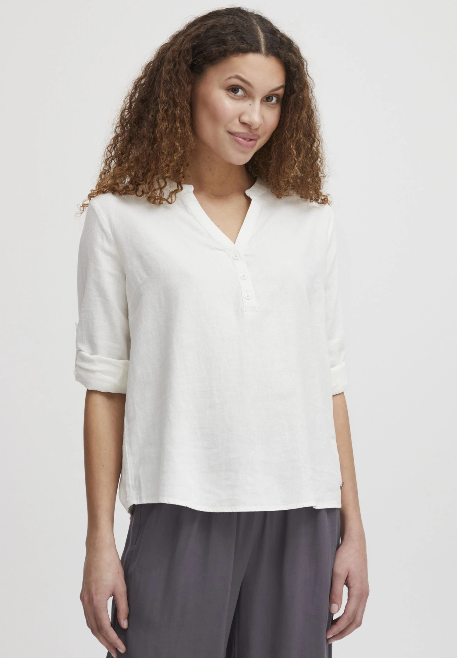 OXMO OXANJA LINEN MIX - Blouse - Off White 1 OXMO OXANJA LINEN MIX - Blouse - Off White