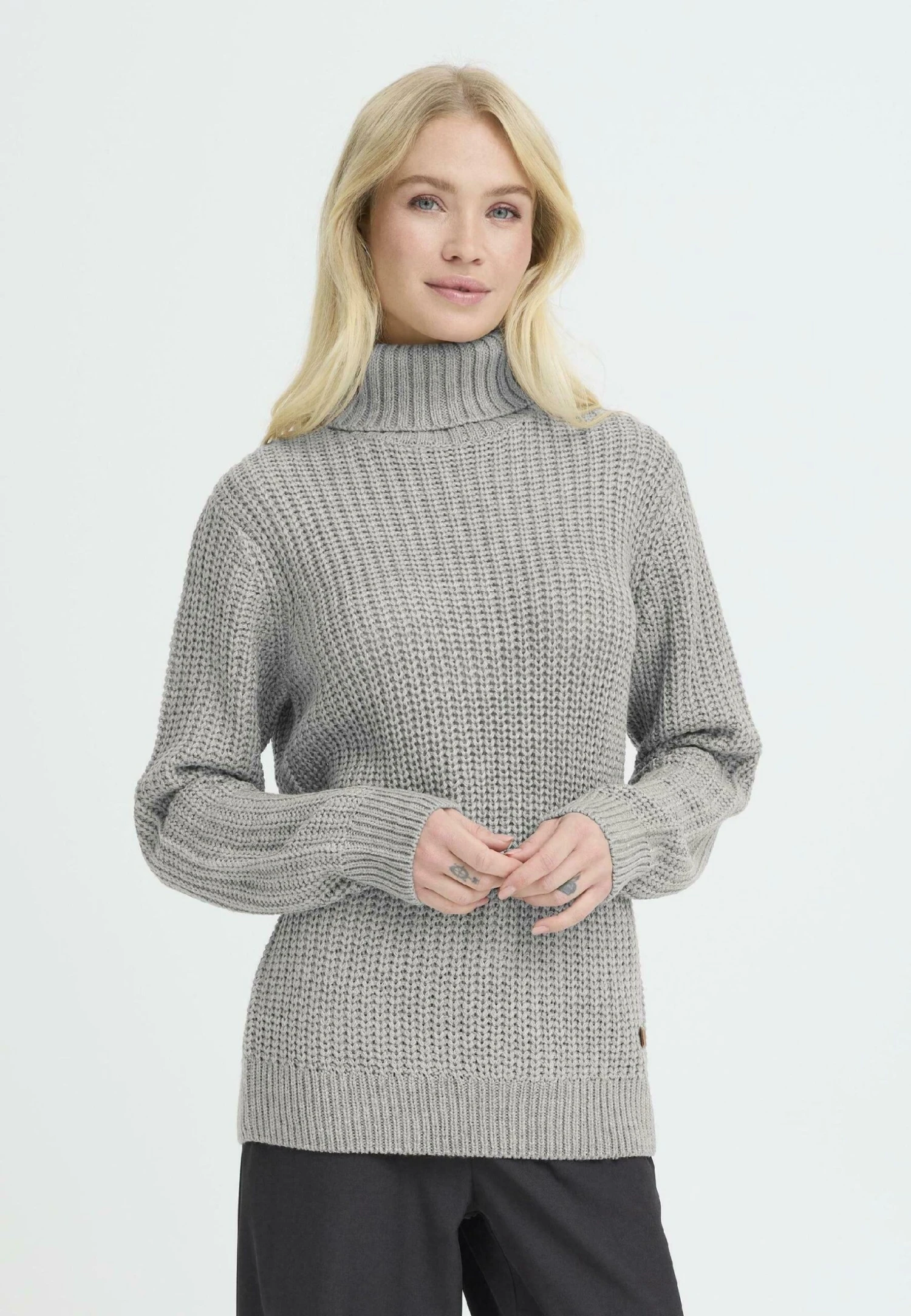 OXMO OXEDNA ROLLNECK - Jumper - Medium Grey Melange 1 OXMO OXEDNA ROLLNECK - Jumper - Medium Grey Melange