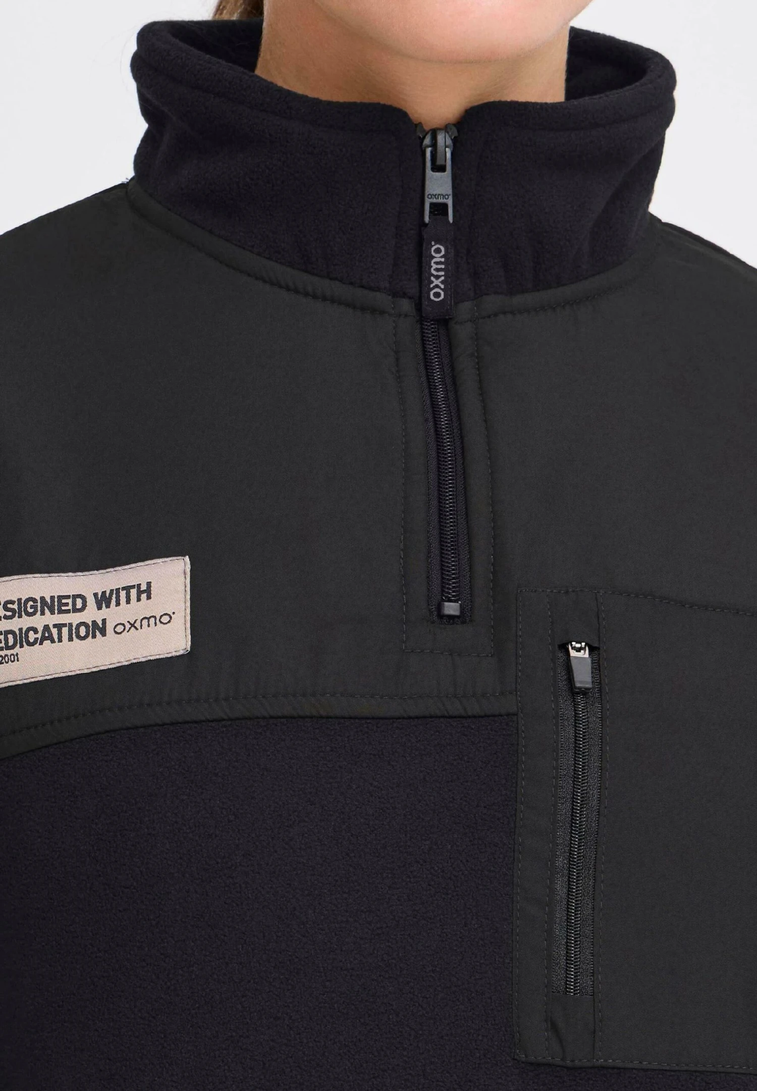 OXMO OXNETE HALFZIP - Fleece Jumper - Black 4 OXMO OXNETE HALFZIP - Fleece Jumper - Black - Image 4