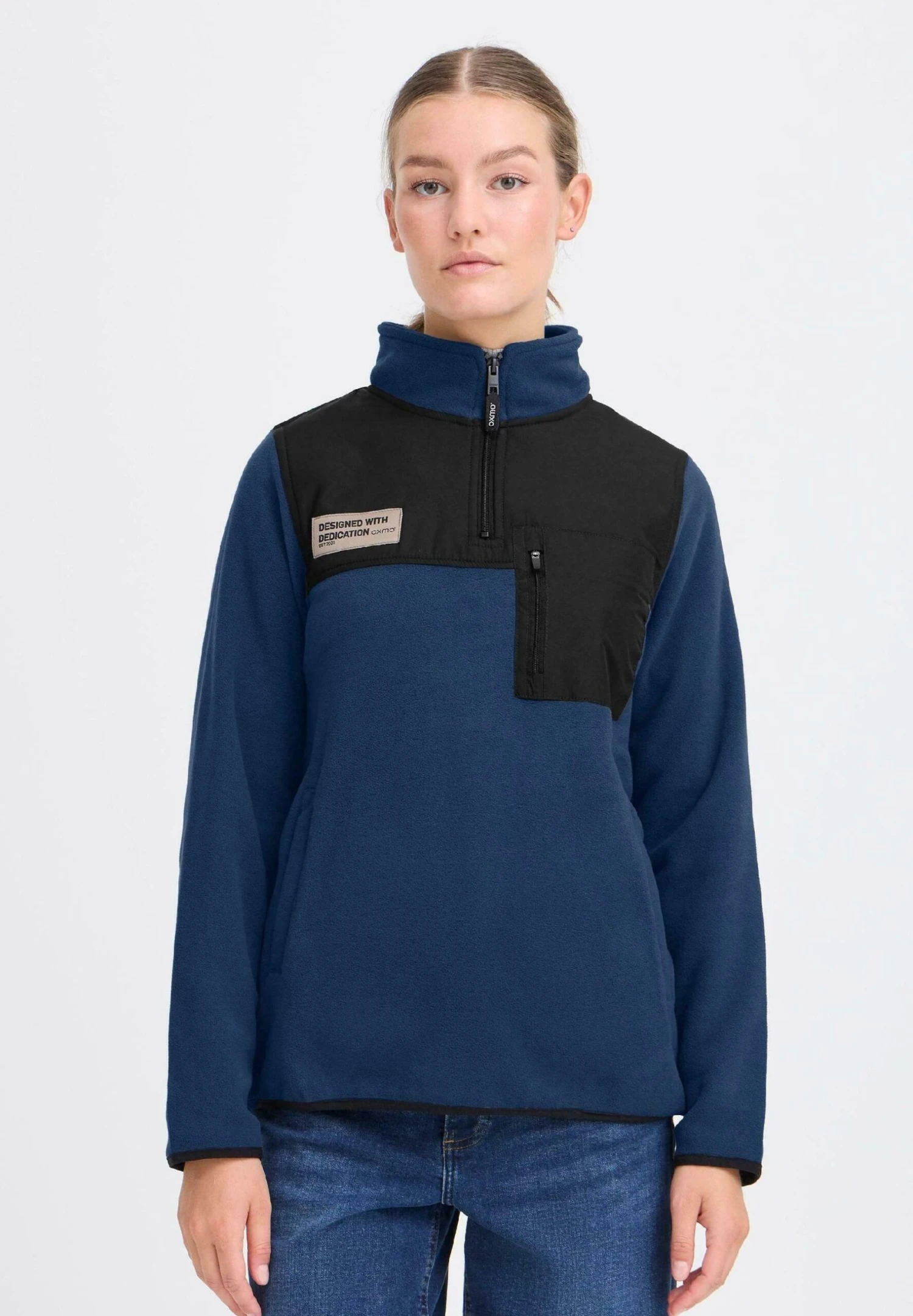 OXMO OXNETE HALFZIP - Fleece Jumper - Dress Blues 1 OXMO OXNETE HALFZIP - Fleece Jumper - Dress Blues