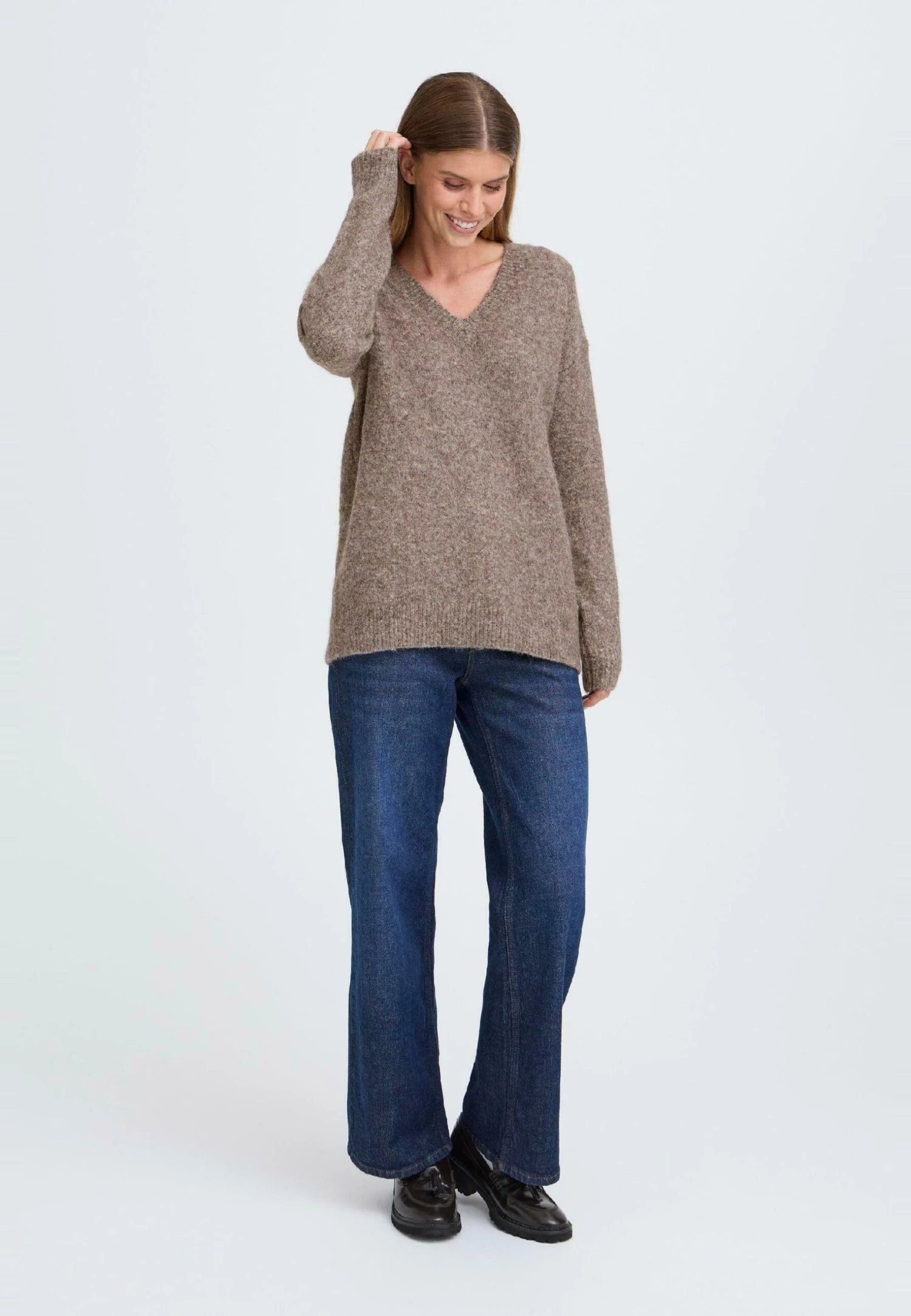 OXMO IHSELMA - Jumper - Grey Melange 2 OXMO IHSELMA - Jumper - Grey Melange - Image 2