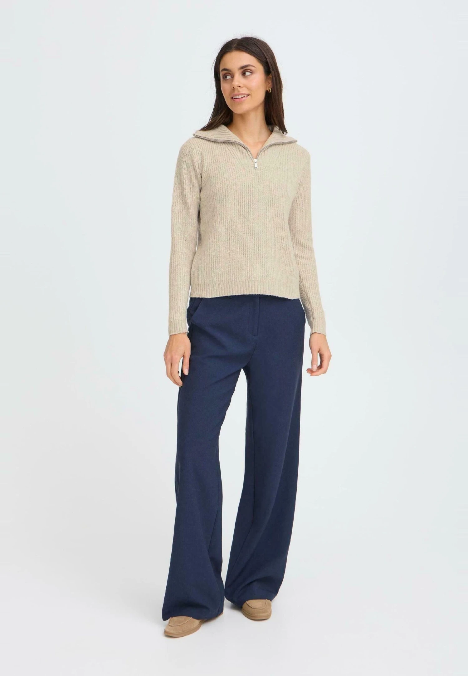 OXMO BMMOLARA HALFZIP - Jumper - Oatmeal Melange 2 OXMO BMMOLARA HALFZIP - Jumper - Oatmeal Melange - Image 2