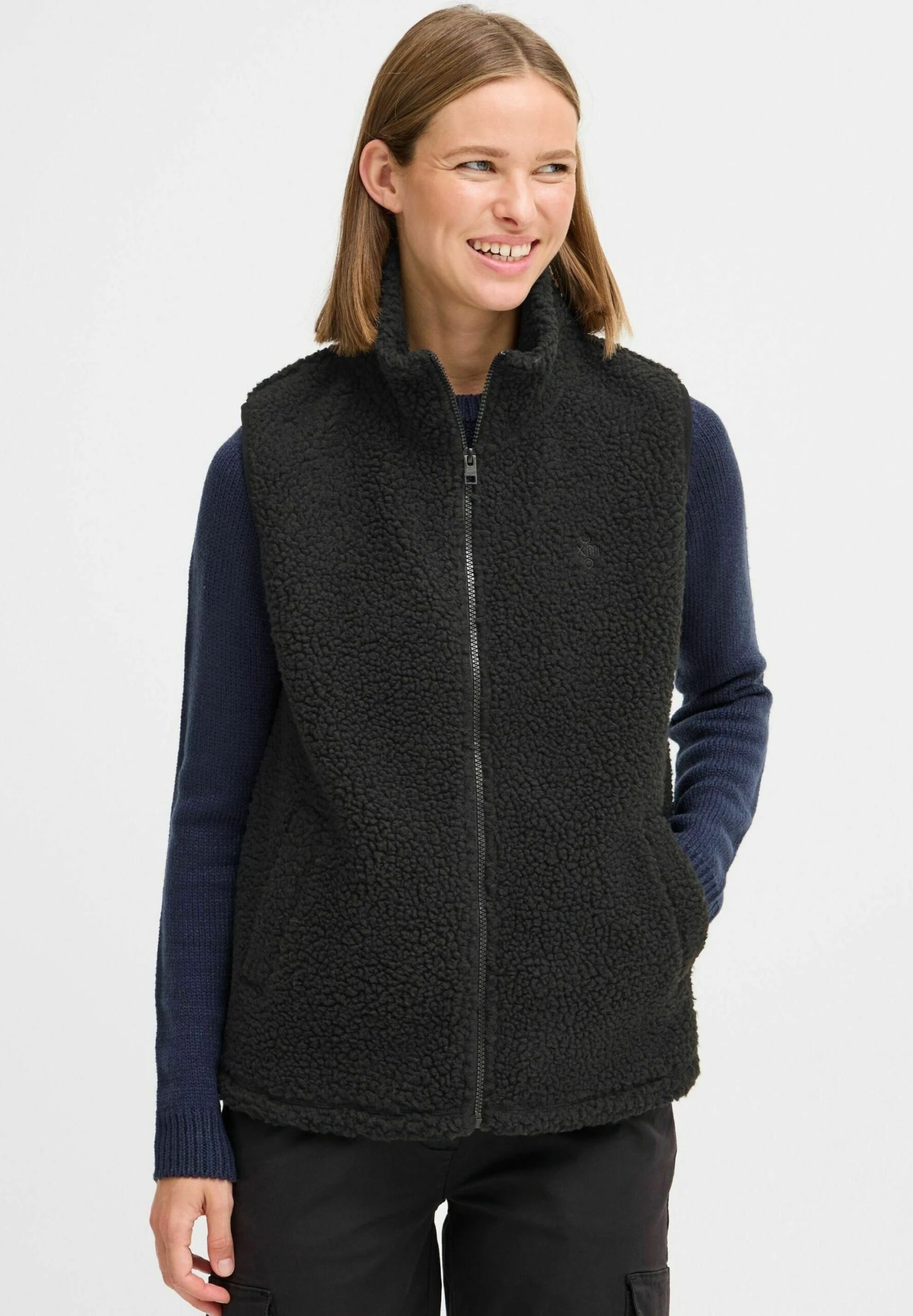 OXMO OXTINNE TEDDY - Waistcoat - Black 1 OXMO OXTINNE TEDDY - Waistcoat - Black