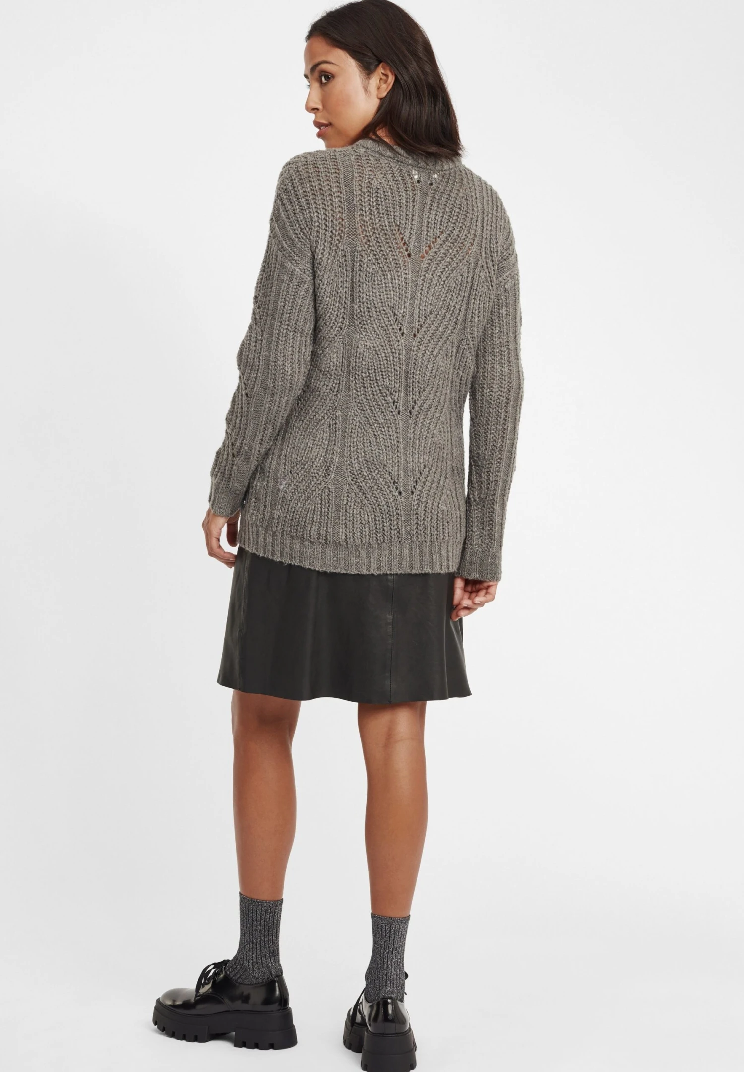 OXMO OXChiara - Jumper - Medium Grey Melange 3 OXMO OXChiara - Jumper - Medium Grey Melange - Image 3