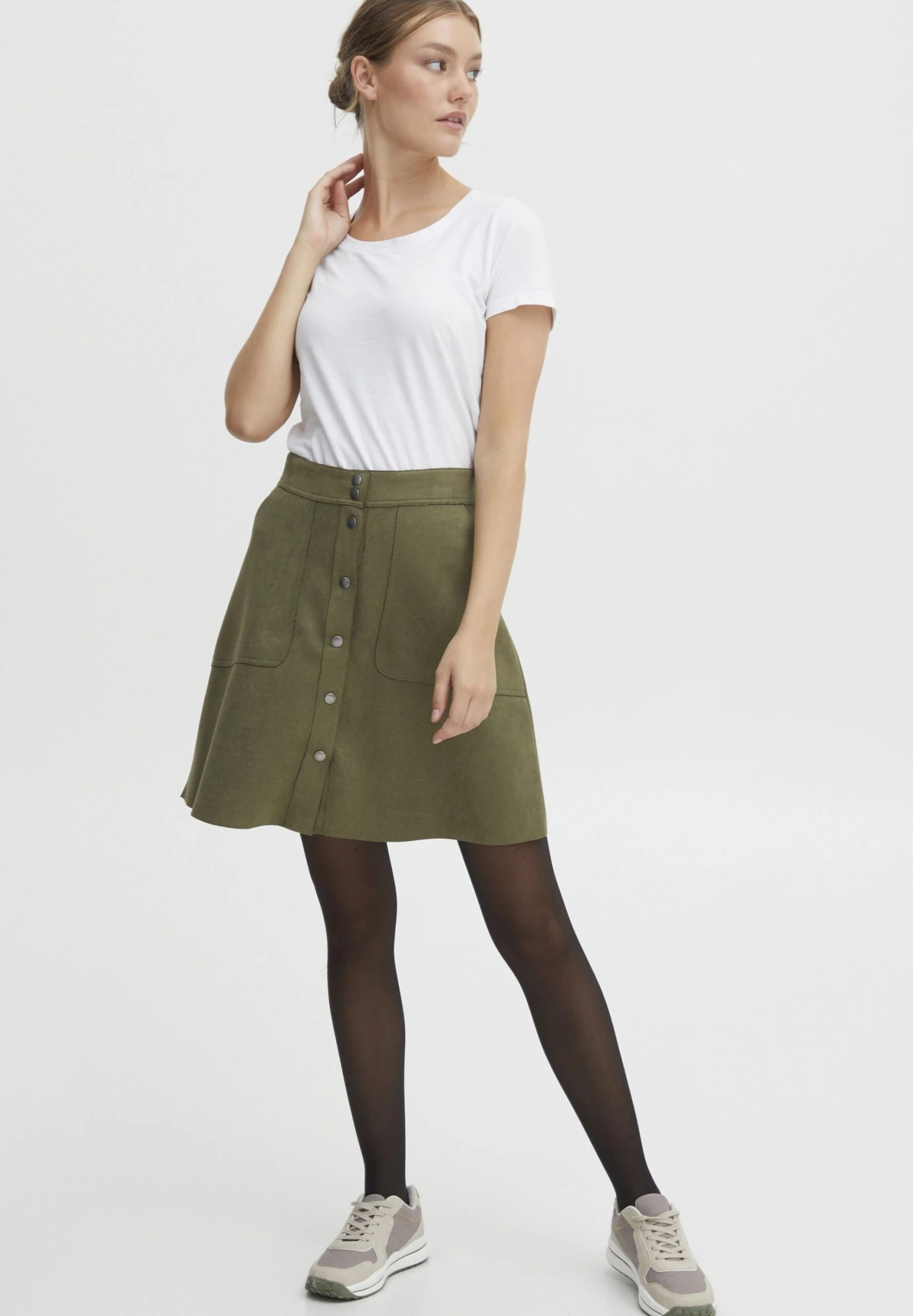 OXMO OXJUNE - A-line Skirt - Olive Night 2 OXMO OXJUNE - A-line Skirt - Olive Night - Image 2