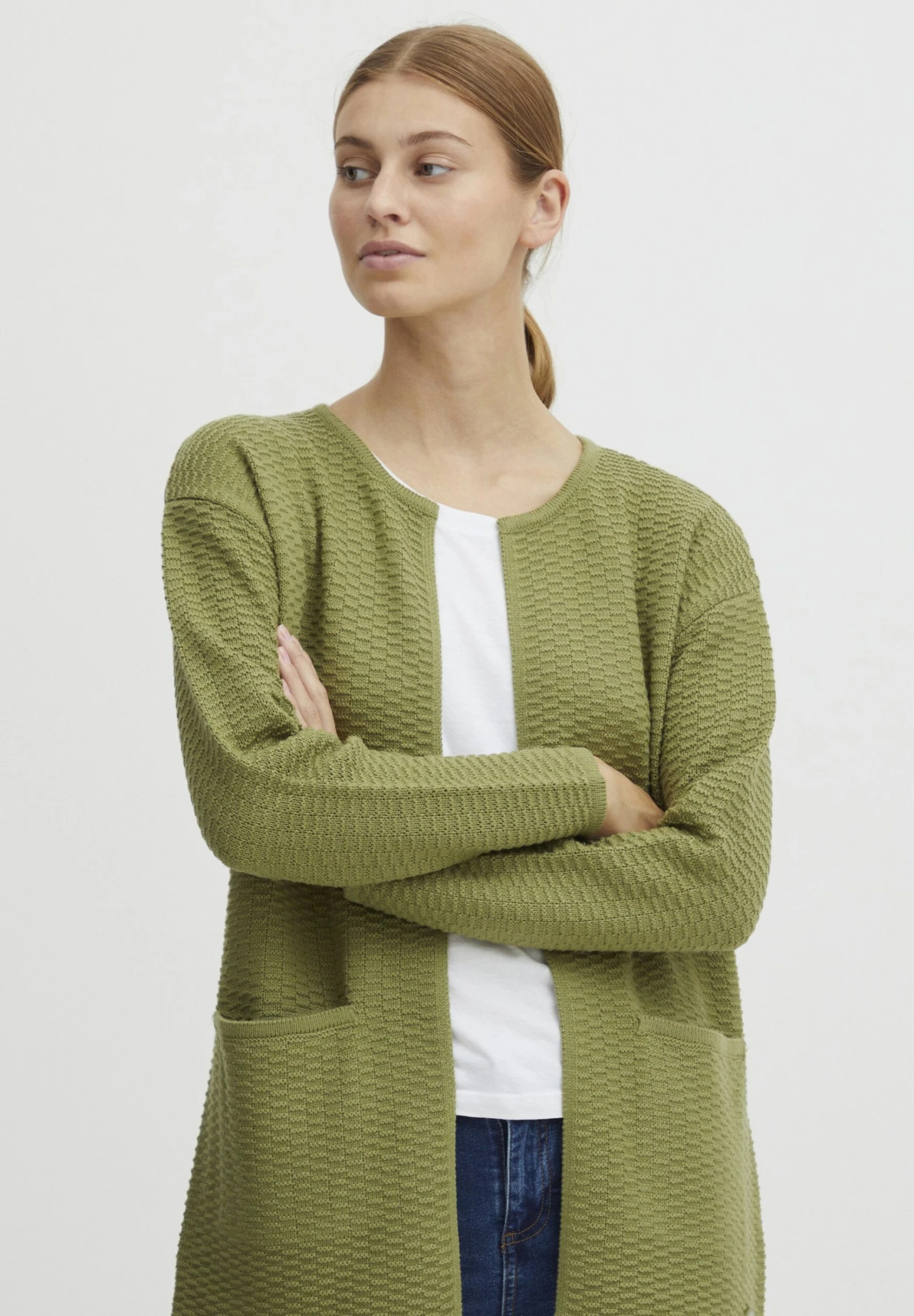 OXMO OXMILINE - Cardigan - Sage 1 OXMO OXMILINE - Cardigan - Sage