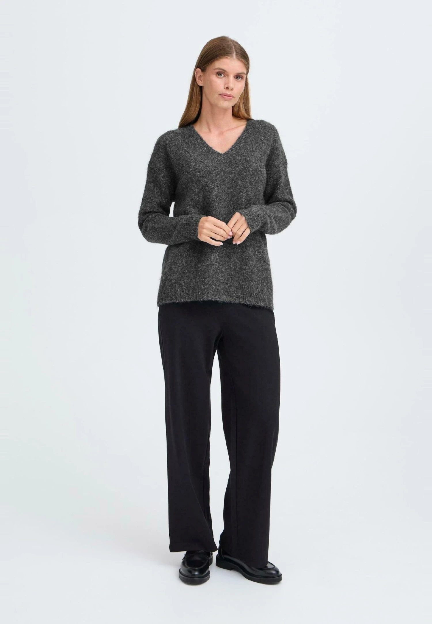 OXMO IHSELMA - Jumper - Dark Grey Melange 2 OXMO IHSELMA - Jumper - Dark Grey Melange - Image 2