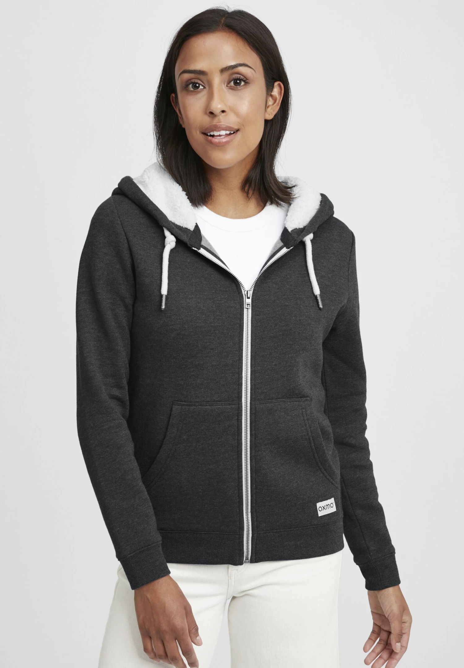 OXMO OXBINJI - Zip-up Sweatshirt - Dark Grey Melange 1 OXMO OXBINJI - Zip-up Sweatshirt - Dark Grey Melange