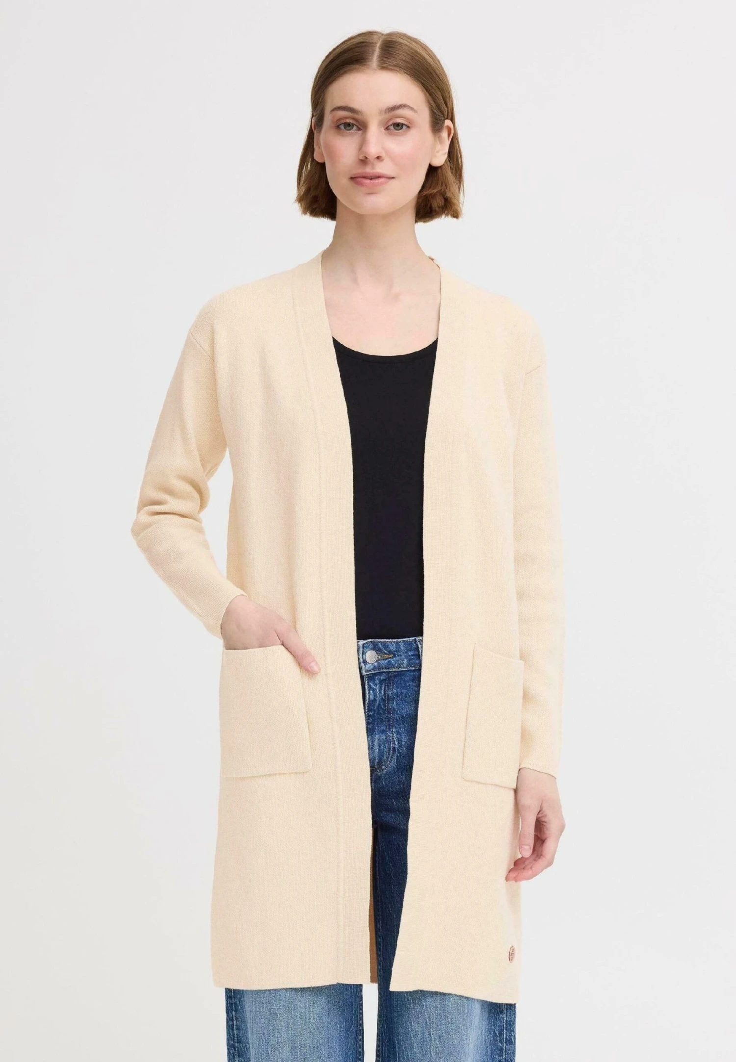 OXMO OXFINA - Cardigan - Cement Melange 1 OXMO OXFINA - Cardigan - Cement Melange