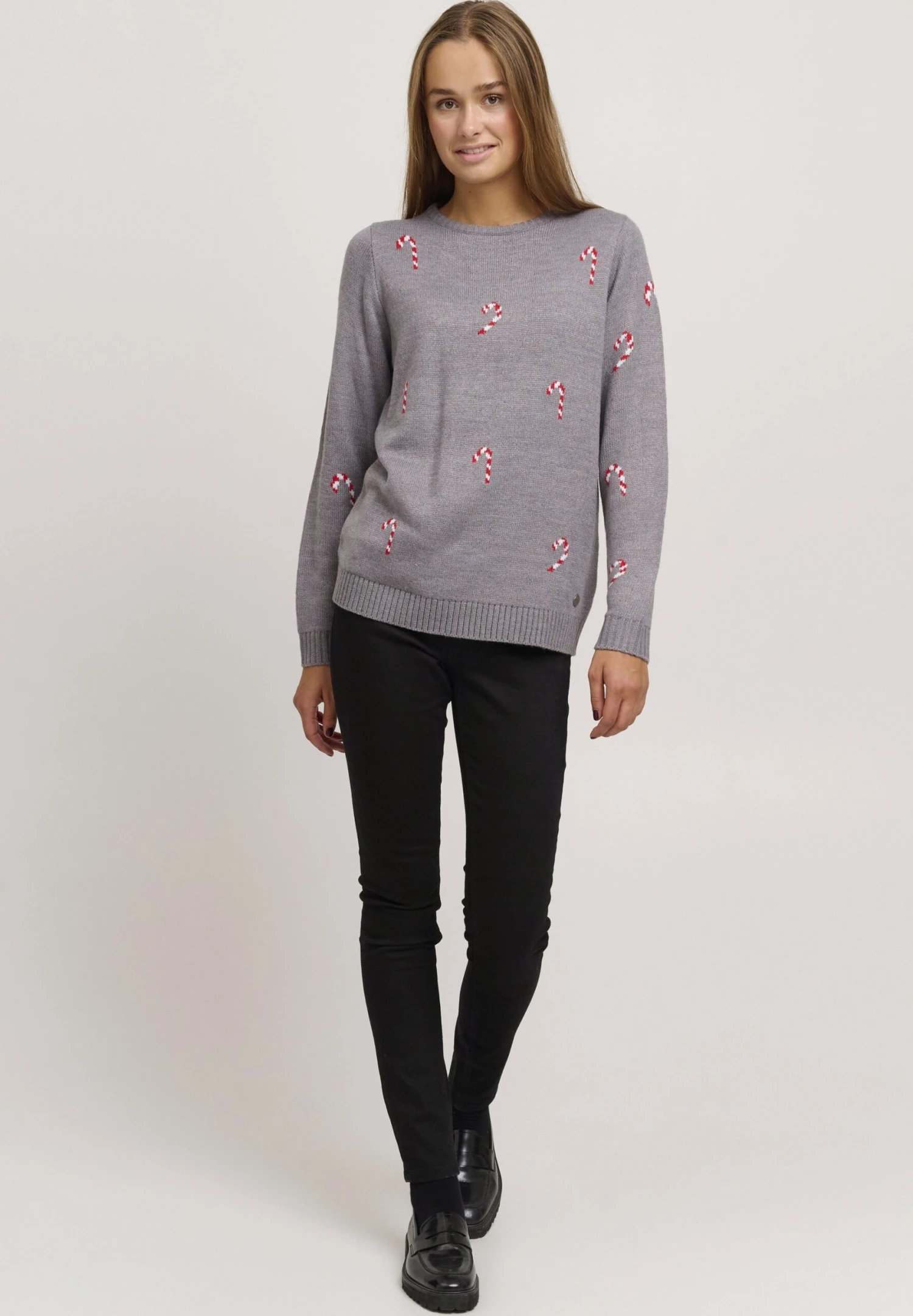 OXMO OXChristel - Jumper - Medium Grey Melange 2 OXMO OXChristel - Jumper - Medium Grey Melange - Image 2