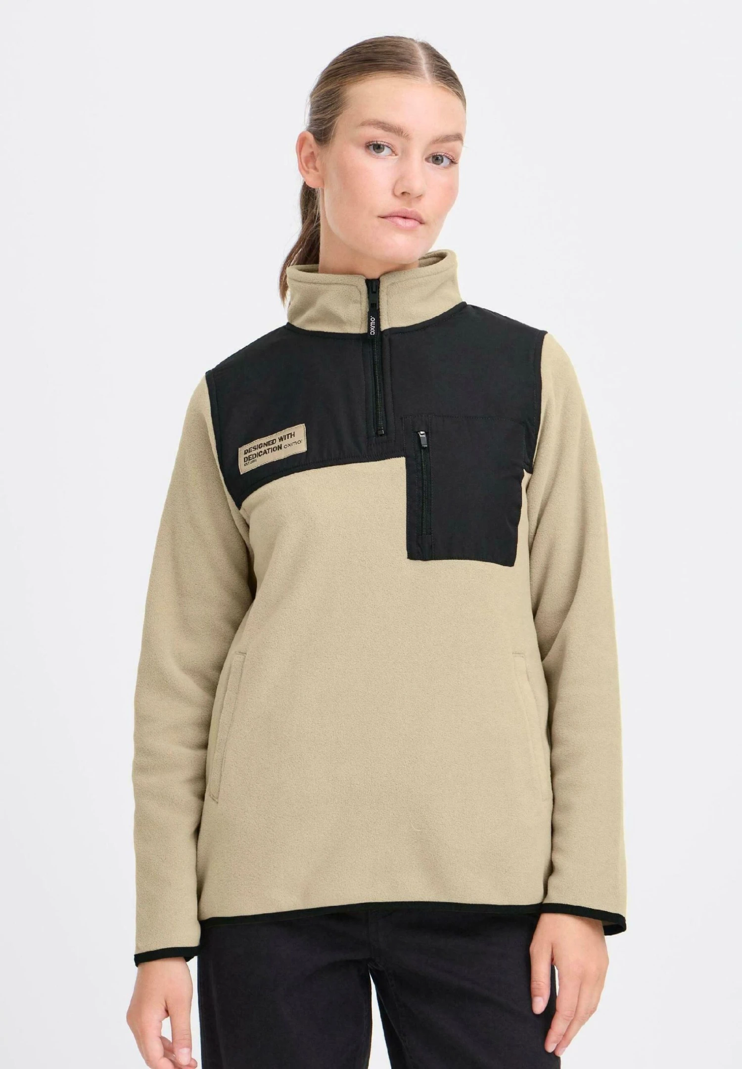 OXMO OXNETE HALFZIP - Fleece Jumper - Dune 1 OXMO OXNETE HALFZIP - Fleece Jumper - Dune