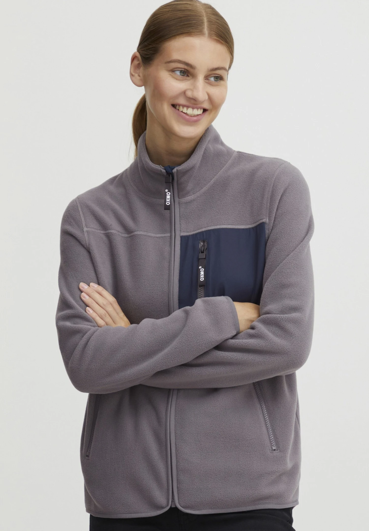 OXMO OXNYMFE - Fleece Jacket - Pewter 1 OXMO OXNYMFE - Fleece Jacket - Pewter
