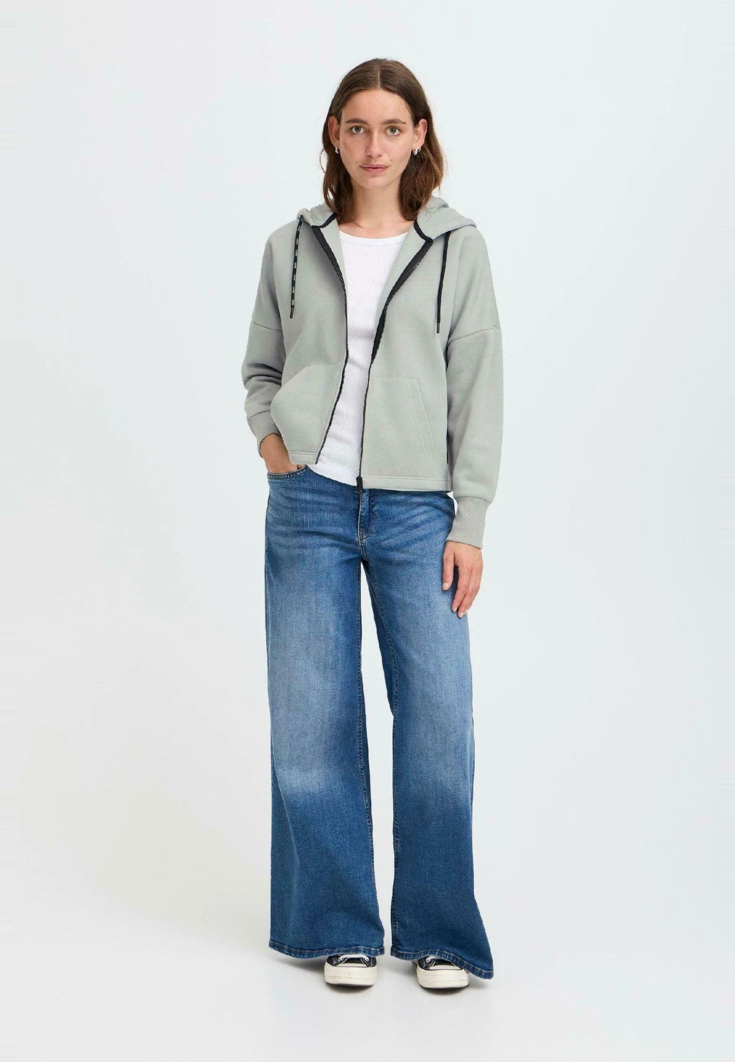 OXMO OXSANICE - Zip-up Sweatshirt - Limestone 2 OXMO OXSANICE - Zip-up Sweatshirt - Limestone - Image 2