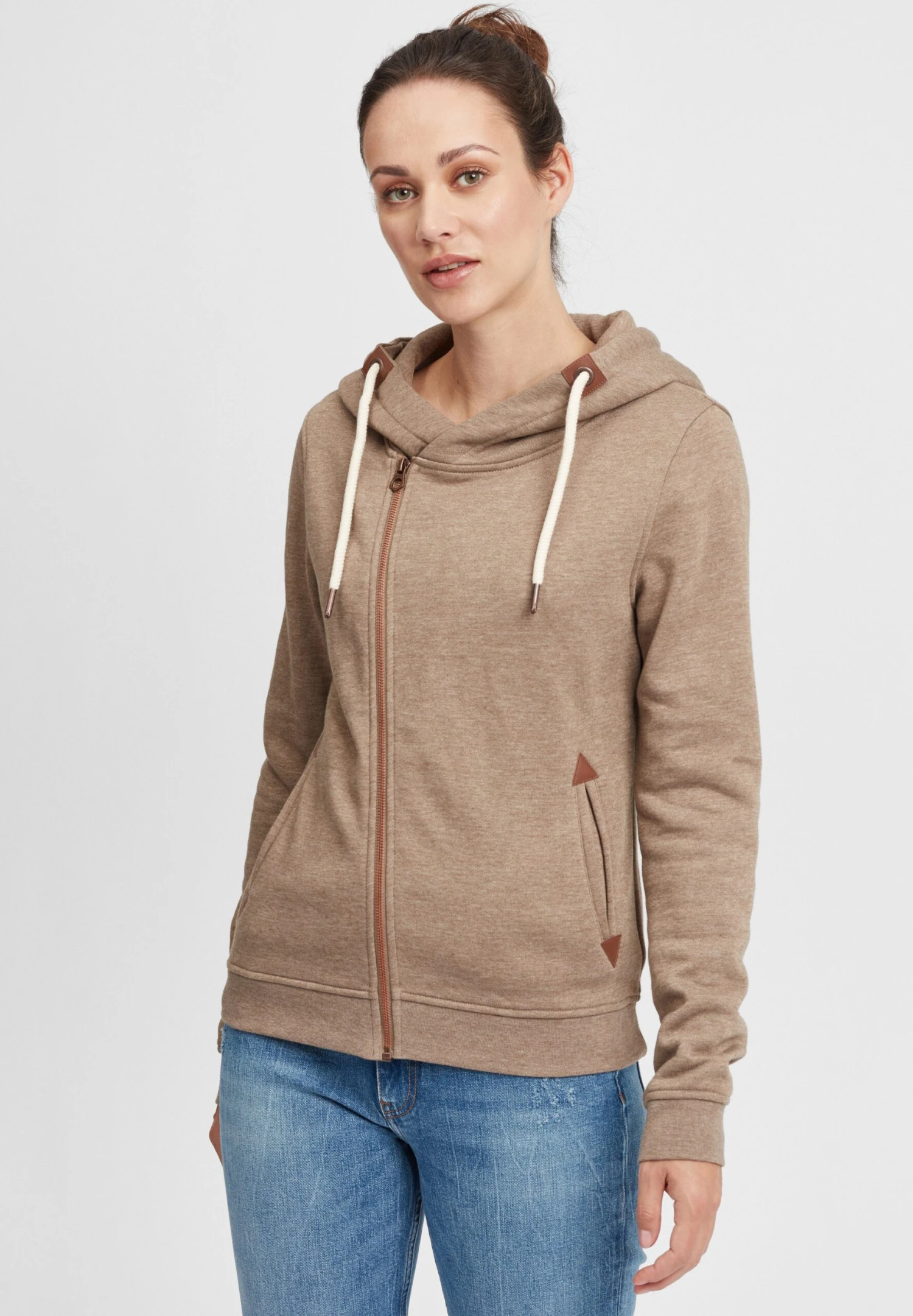 OXMO OXVicky - Zip-up Sweatshirt - Sand Melan 1 OXMO OXVicky - Zip-up Sweatshirt - Sand Melan