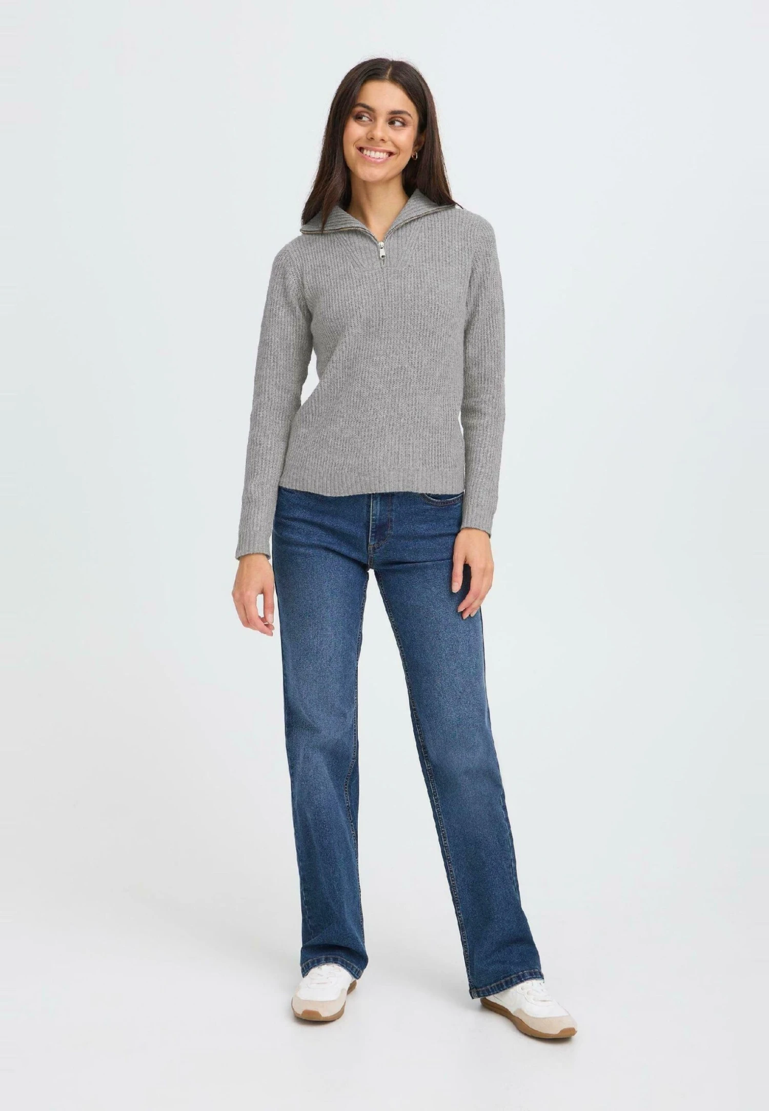 OXMO BMMOLARA HALFZIP - Jumper - Mid Grey Melange 2 OXMO BMMOLARA HALFZIP - Jumper - Mid Grey Melange - Image 2