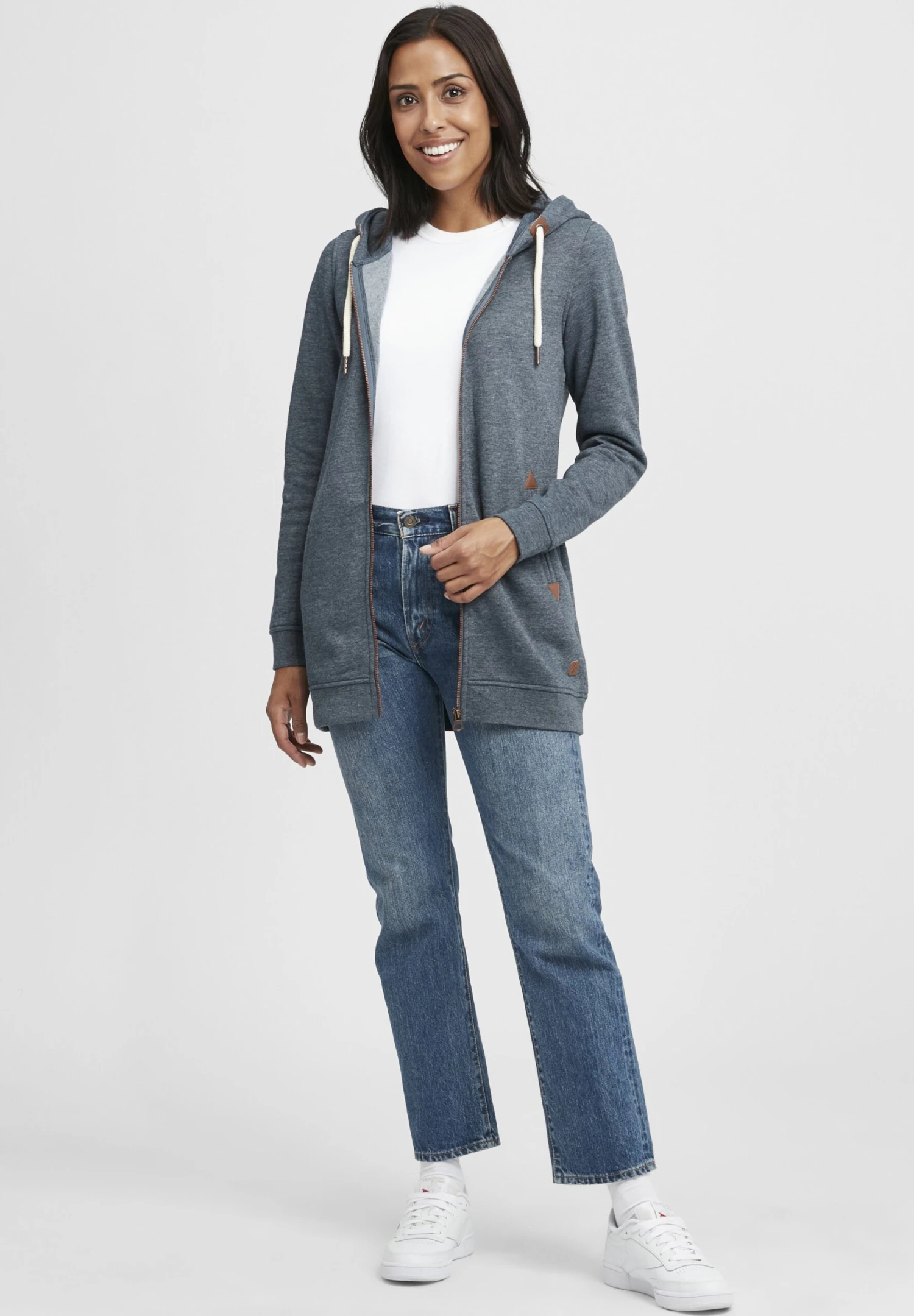 OXMO OXVicky - Zip-up Sweatshirt - Ins Bl Mel 2 OXMO OXVicky - Zip-up Sweatshirt - Ins Bl Mel - Image 2