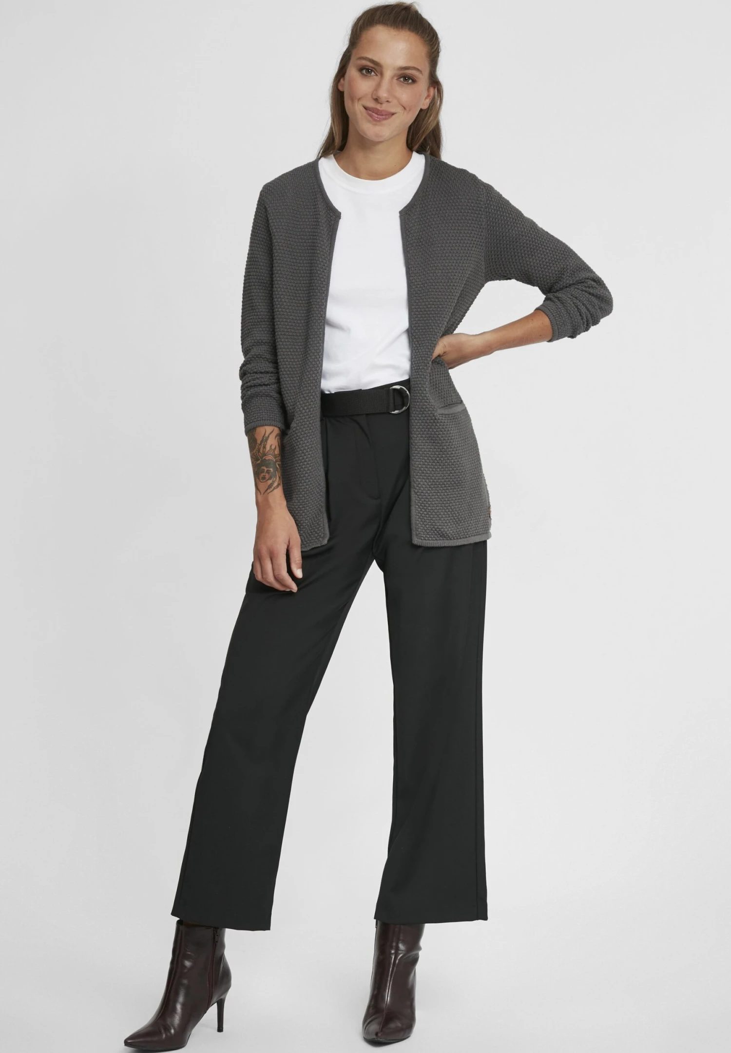 OXMO OXHilda - Cardigan - Pewter 2 OXMO OXHilda - Cardigan - Pewter - Image 2