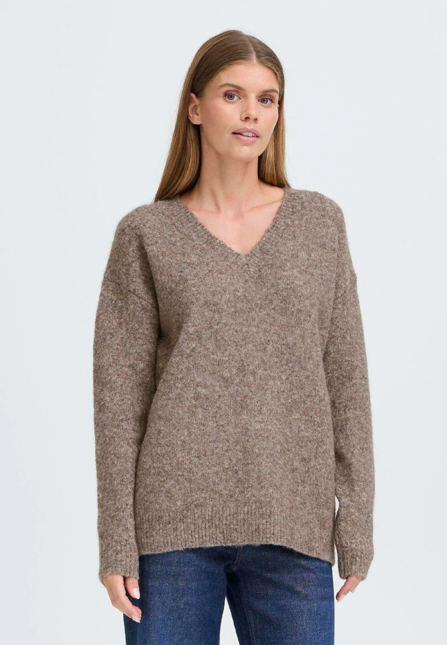 OXMO IHSELMA - Jumper - Grey Melange 1 OXMO IHSELMA - Jumper - Grey Melange