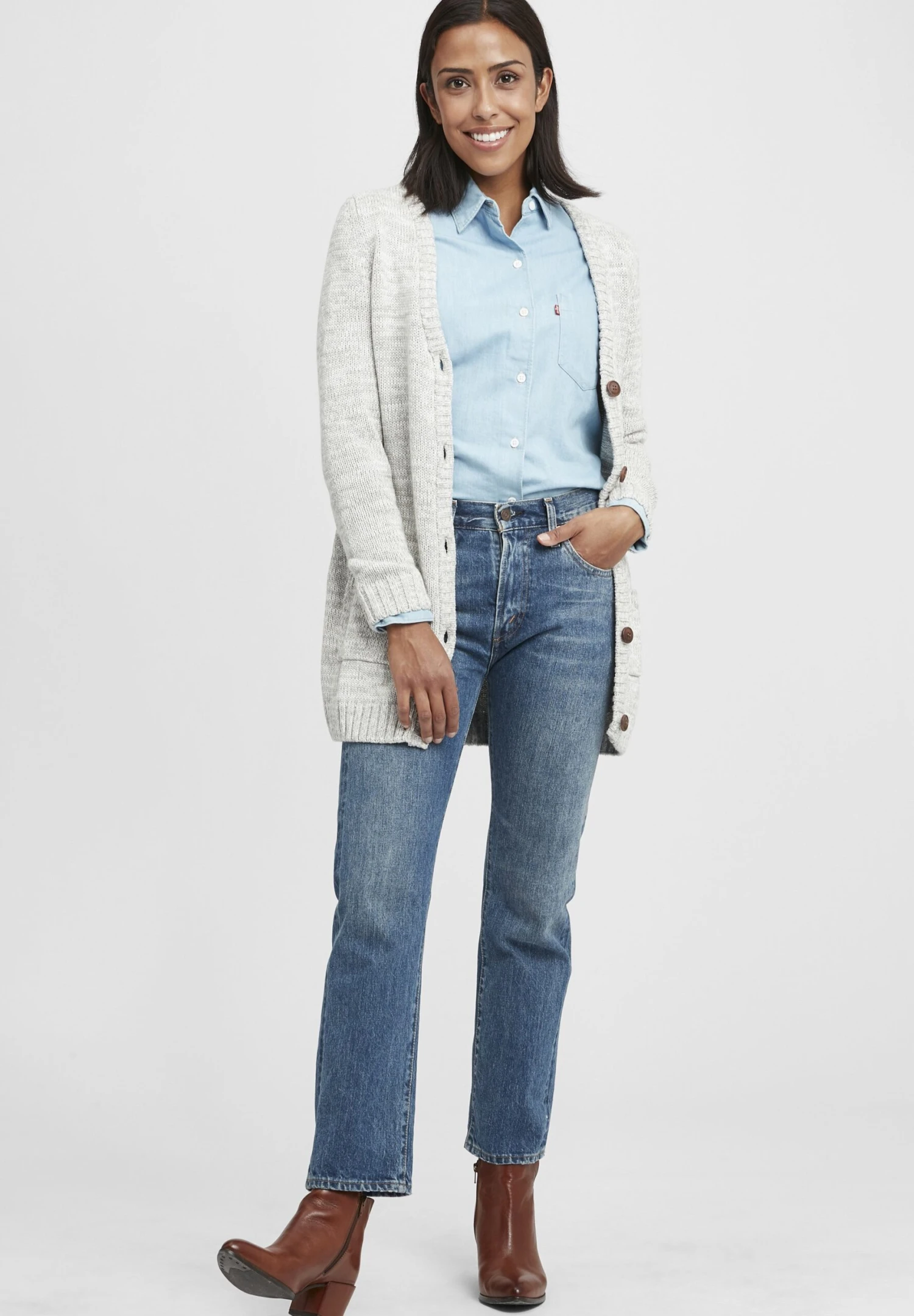 OXMO OXHILEMONA - Cardigan - Lig Grey M 2 OXMO OXHILEMONA - Cardigan - Lig Grey M - Image 2