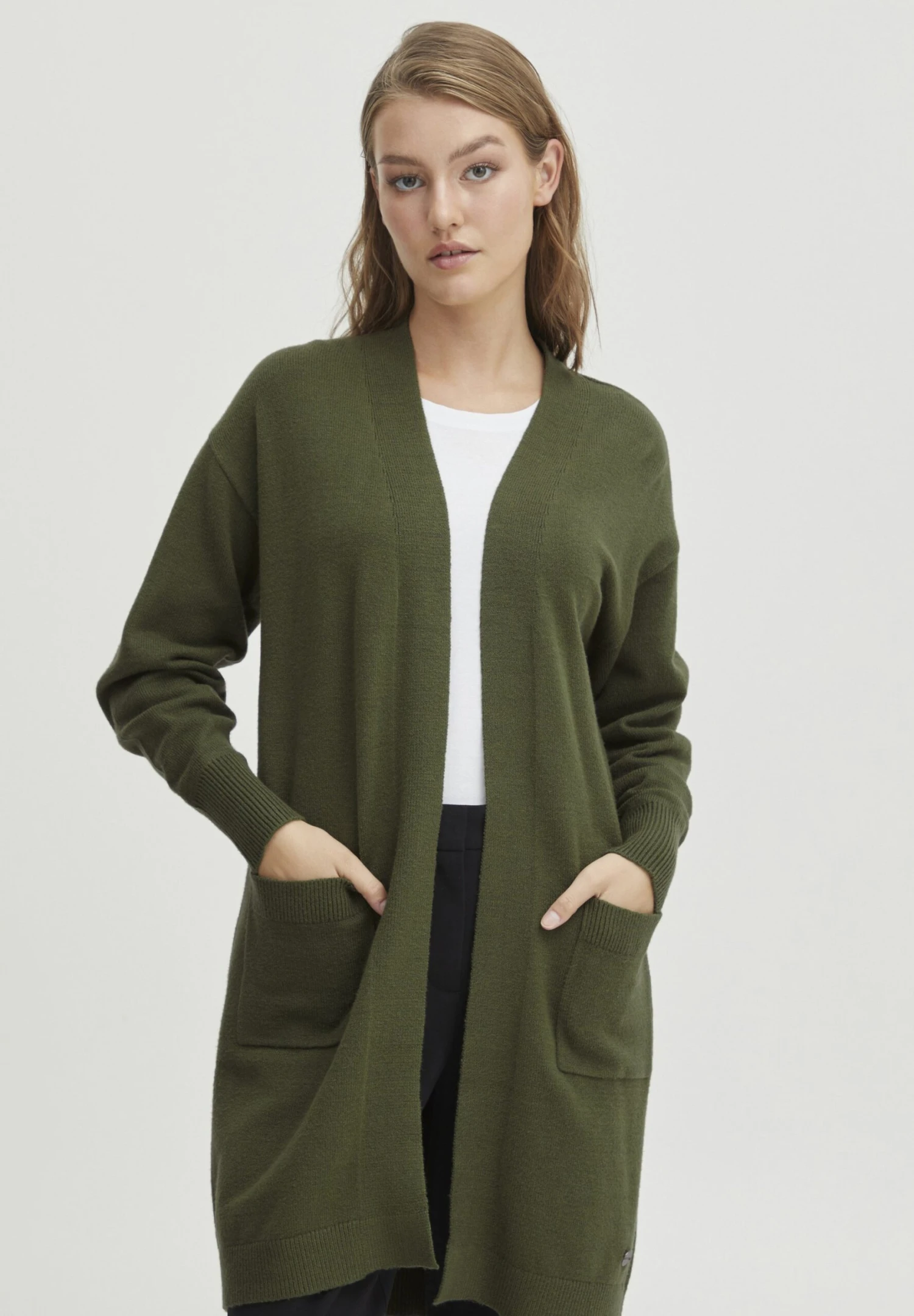 OXMO OXRitiana - Cardigan - Rifle Green Melange 1 OXMO OXRitiana - Cardigan - Rifle Green Melange