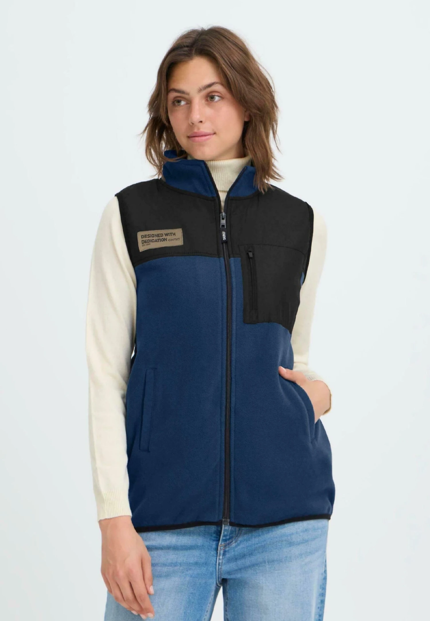 OXMO OXNETE FLEECE - Waistcoat - Dress Blues 1 OXMO OXNETE FLEECE - Waistcoat - Dress Blues