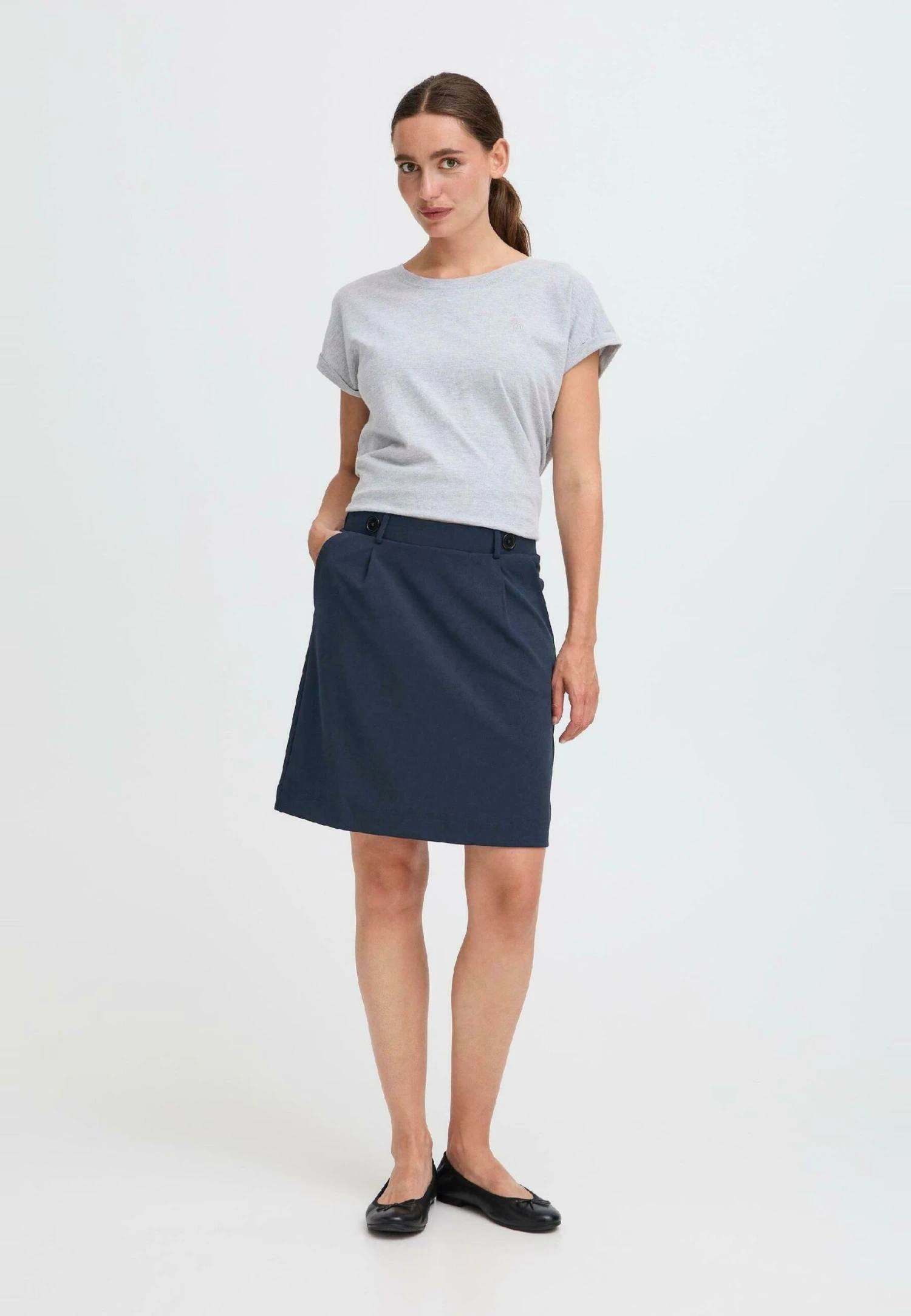 OXMO BMMTAYRA - A-line Skirt - Navy Blazer 2 OXMO BMMTAYRA - A-line Skirt - Navy Blazer - Image 2