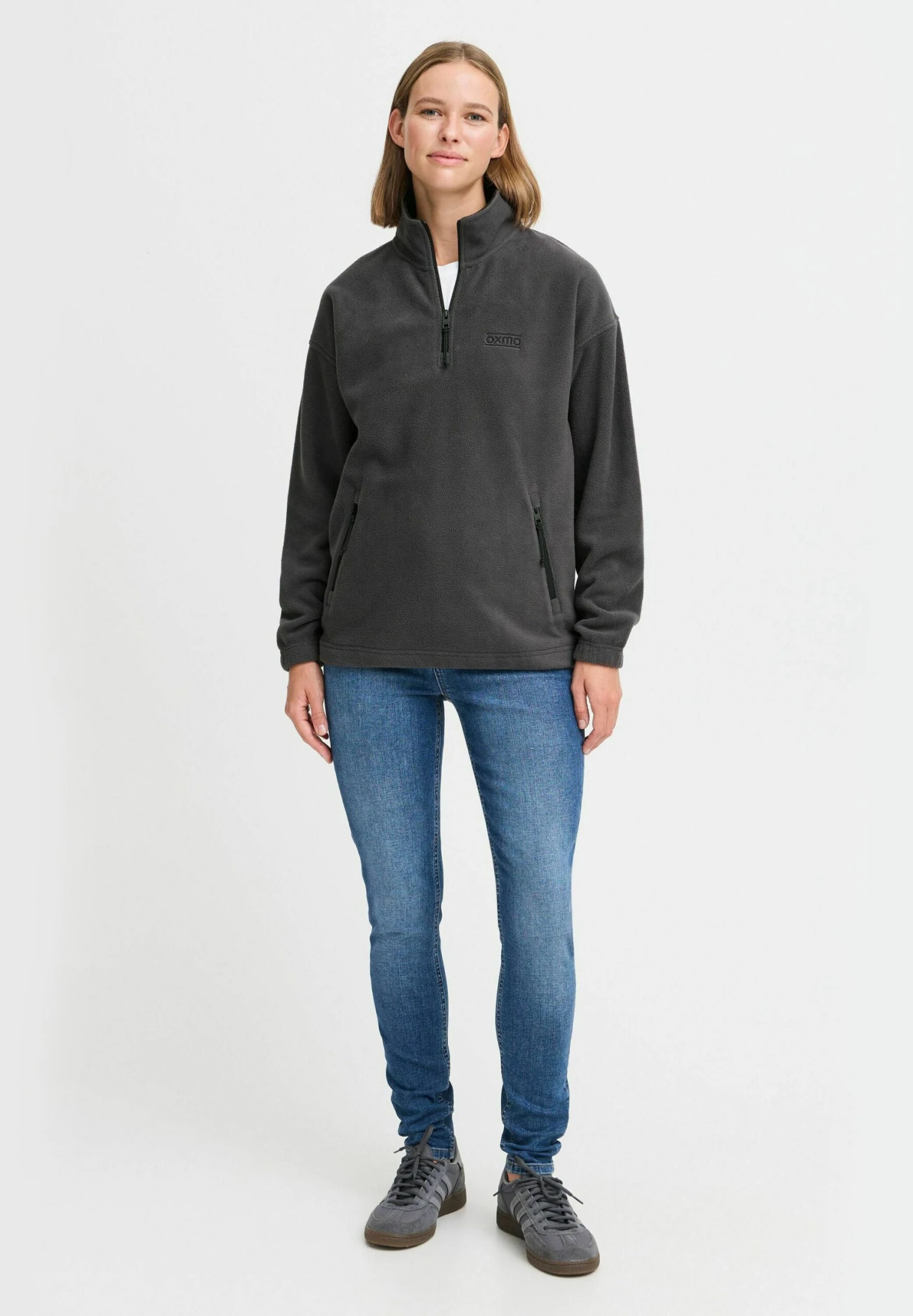 OXMO OXMATSINE - Fleece Jumper - Forged Iron 2 OXMO OXMATSINE - Fleece Jumper - Forged Iron - Image 2